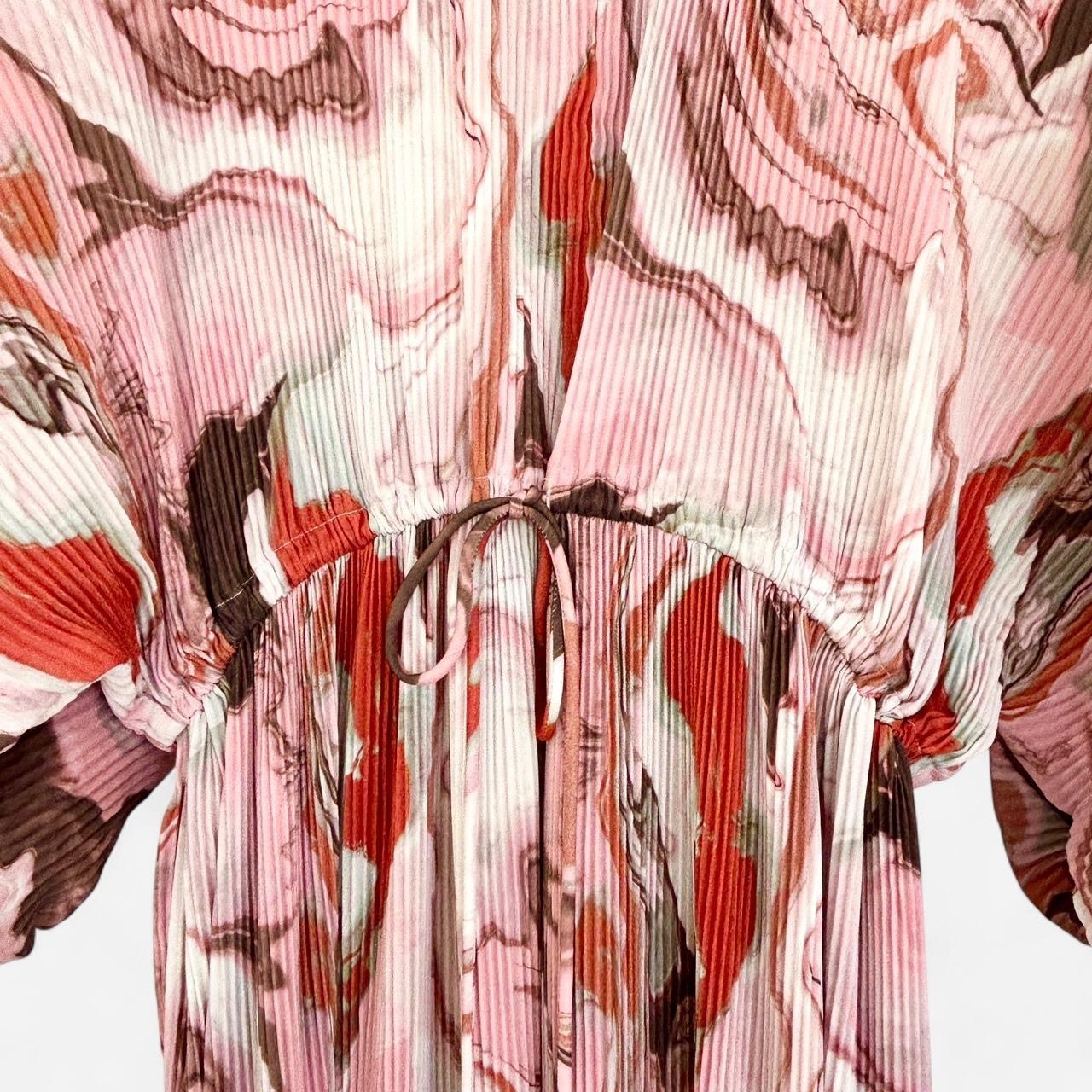 size 14 Journey Again pink marble plisse midi dress 