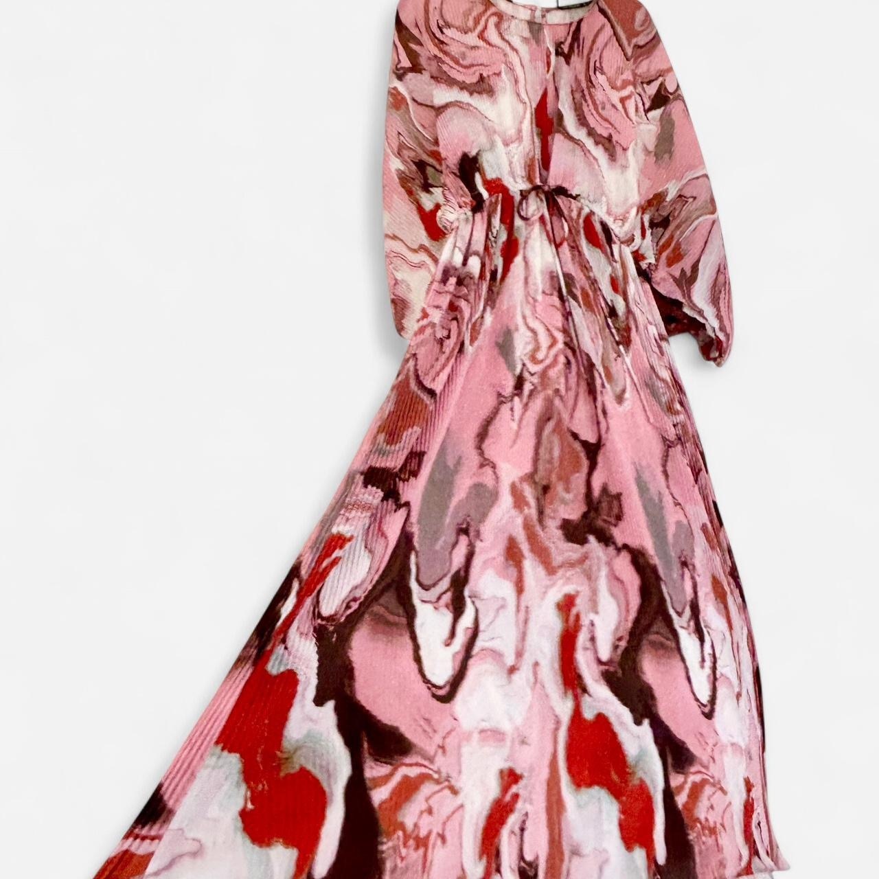 size 14 Journey Again pink marble plisse midi dress 