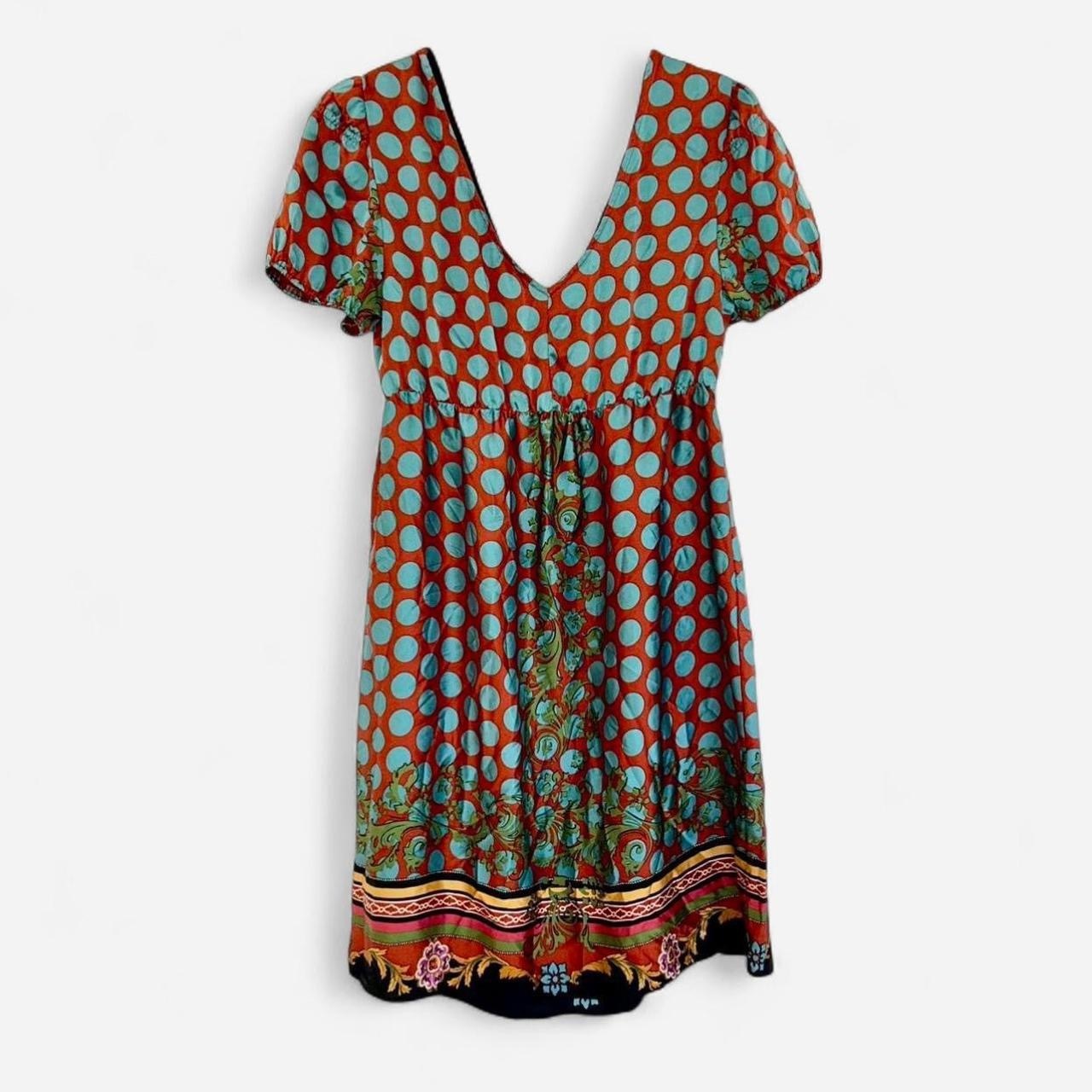 Size L 100% silk polka dot patterned dress. 