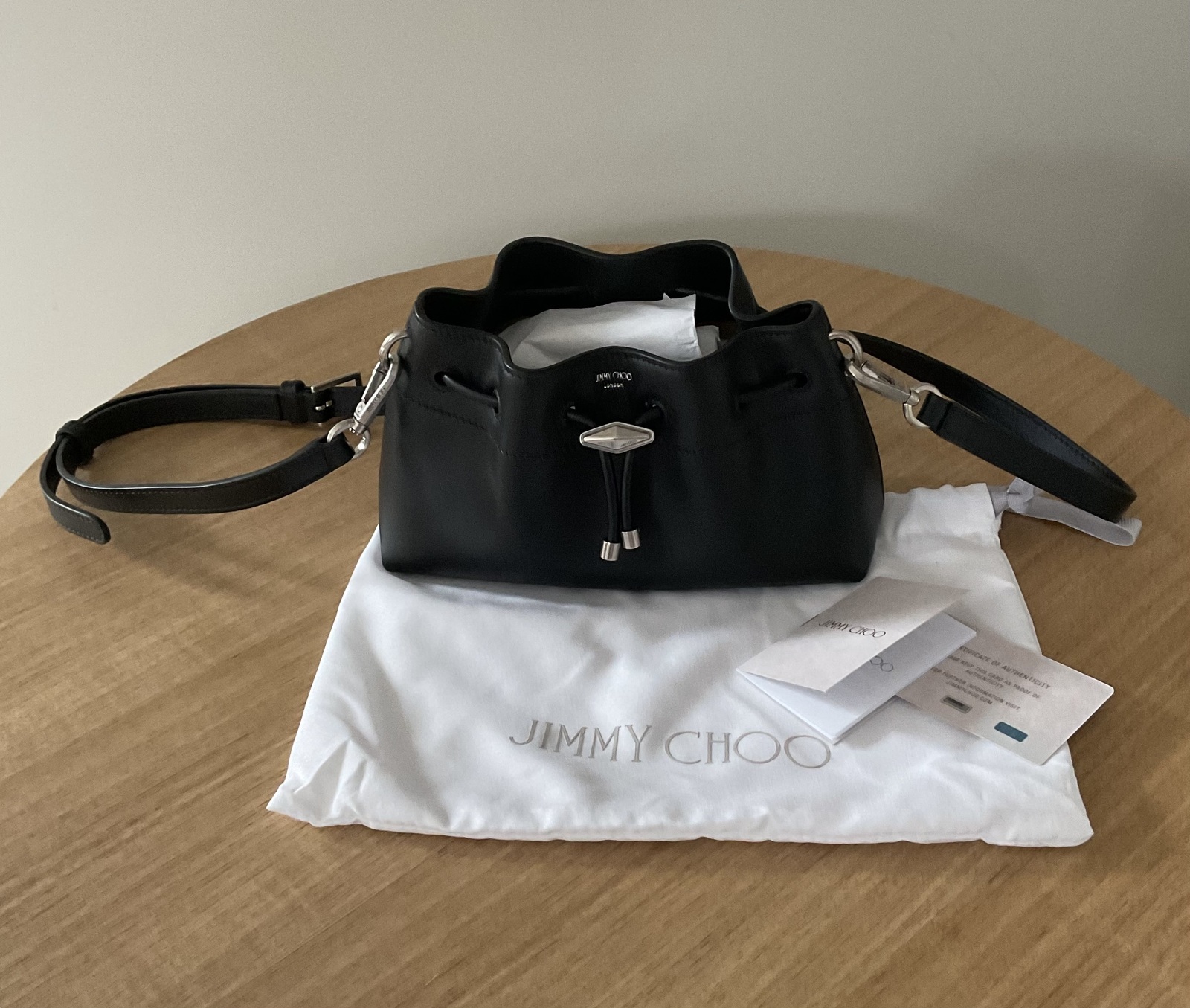 Cinch Small Black Leather Bag