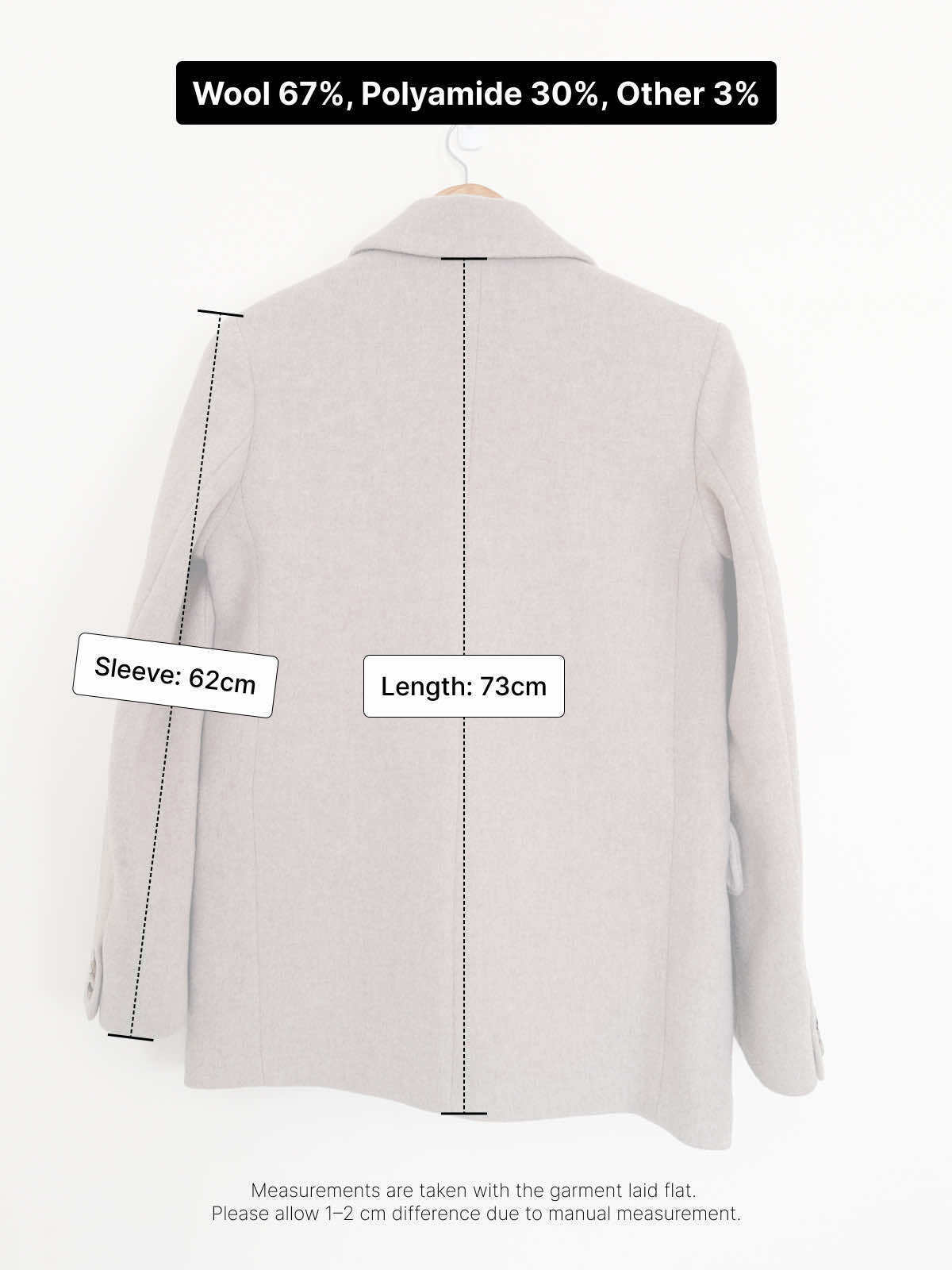  Wool Oversized Blazer - Small, Beige