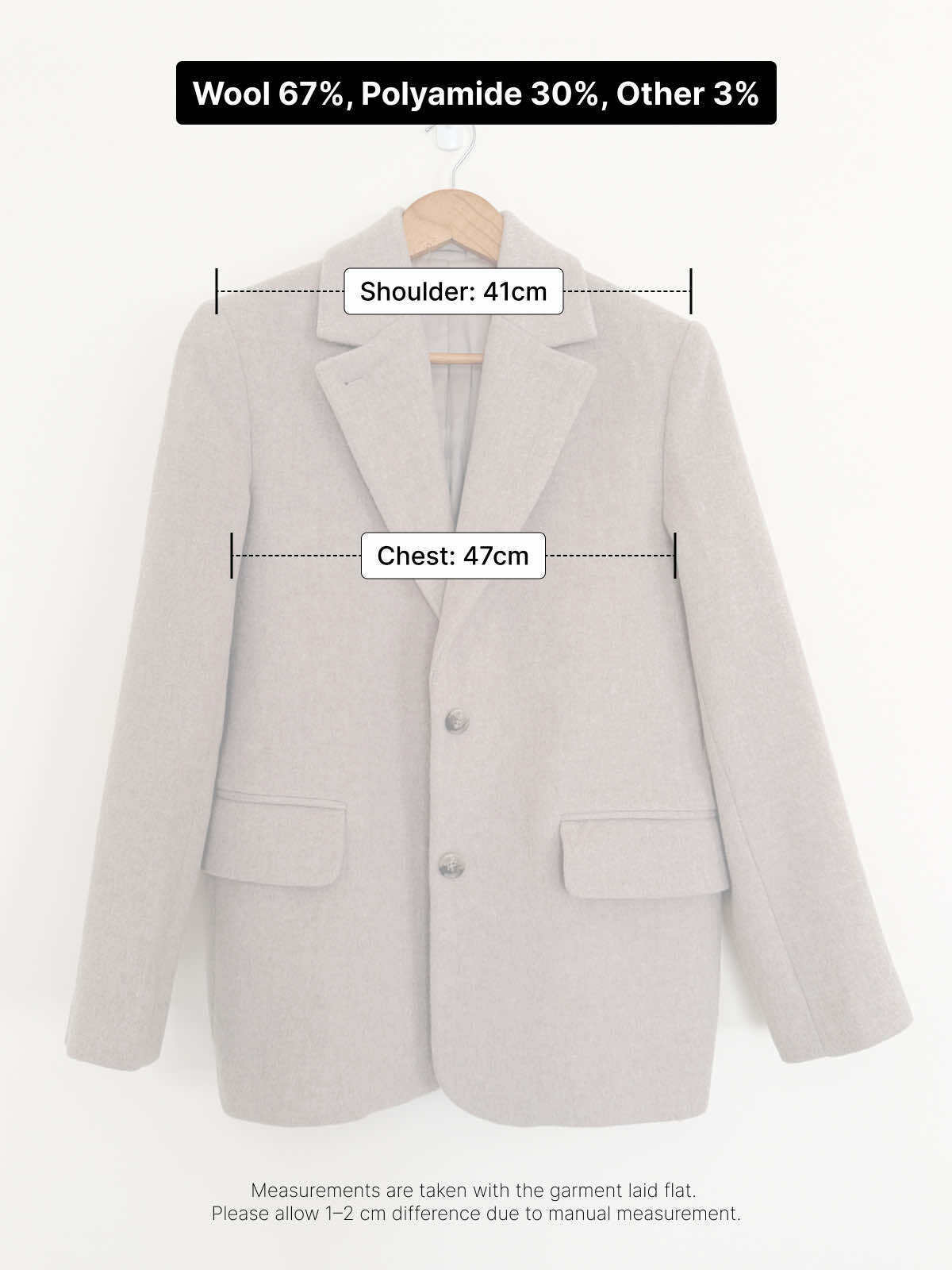  Wool Oversized Blazer - Small, Beige