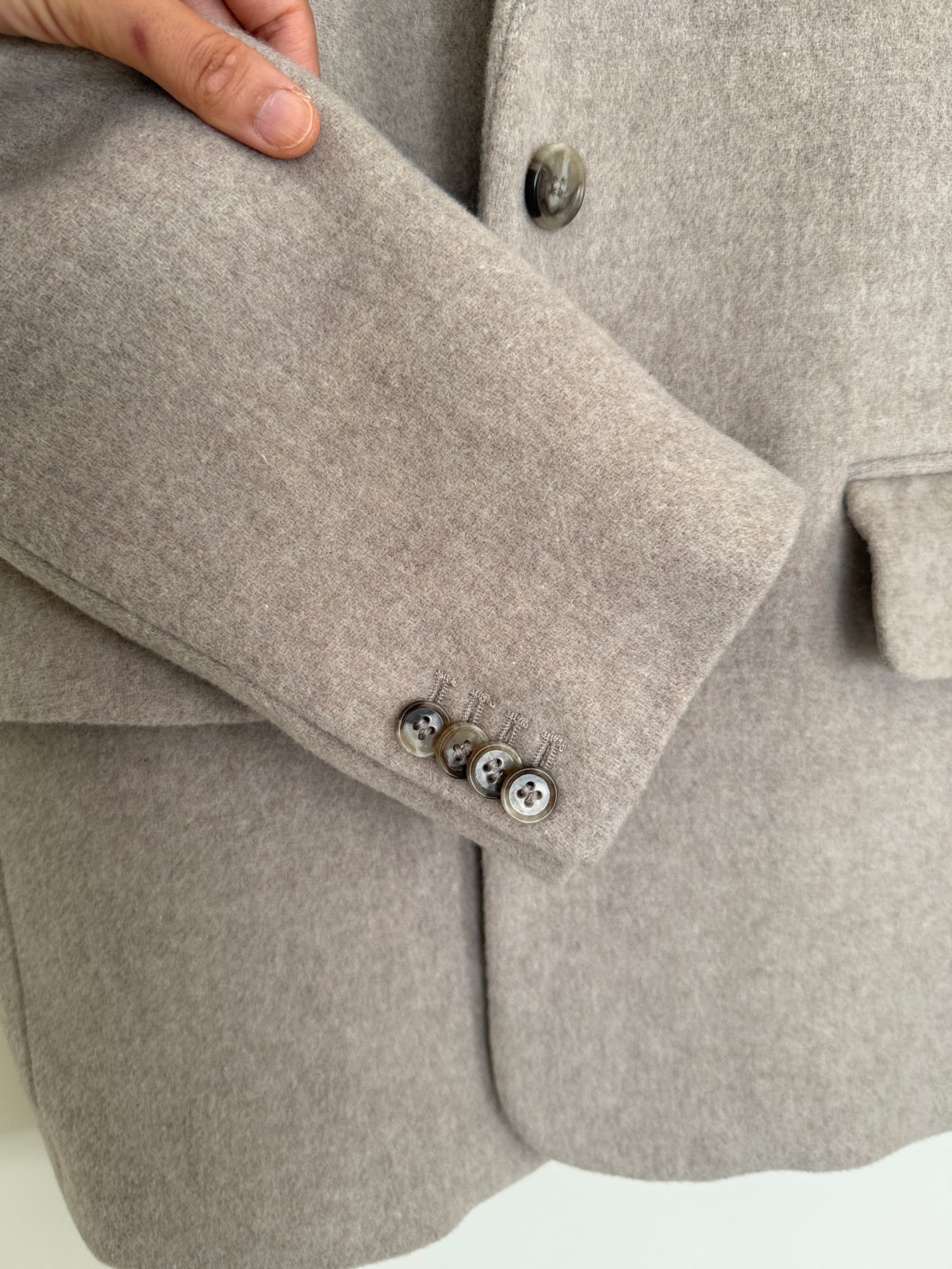  Wool Oversized Blazer - Small, Beige