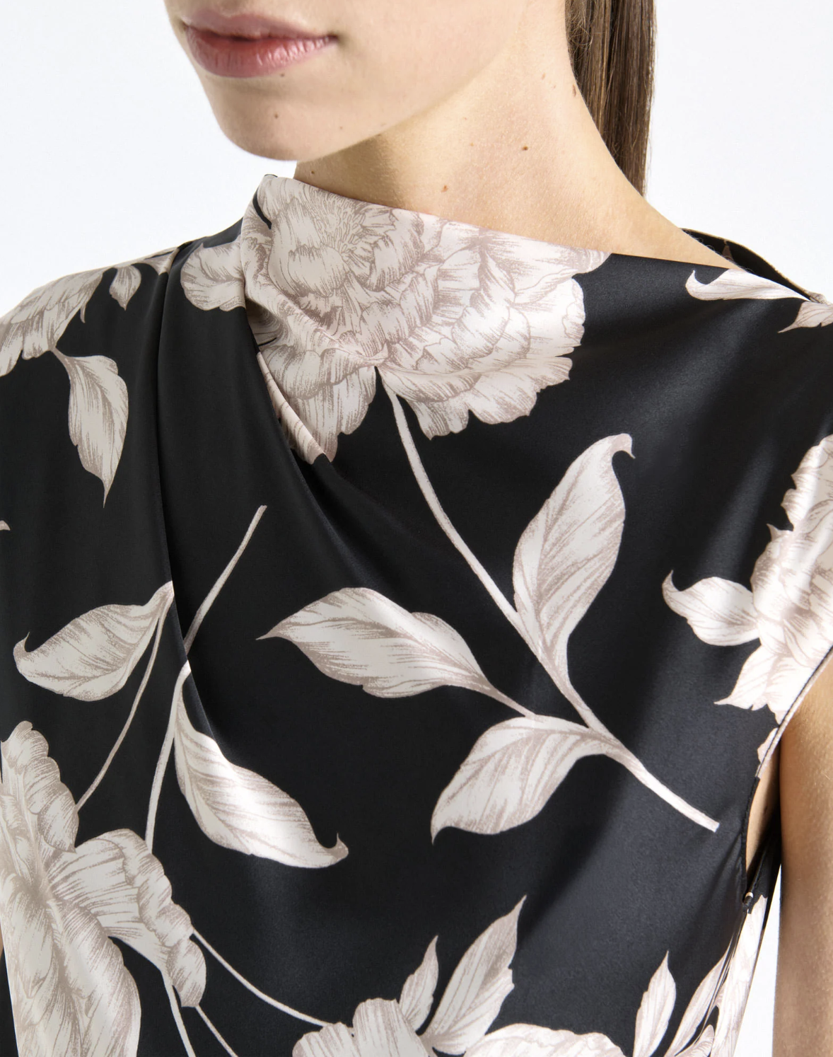 Black Rose Satin Midi Dress