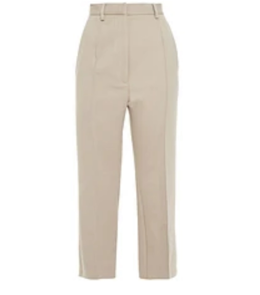Cropped twill straight-leg pants - colour:Stone