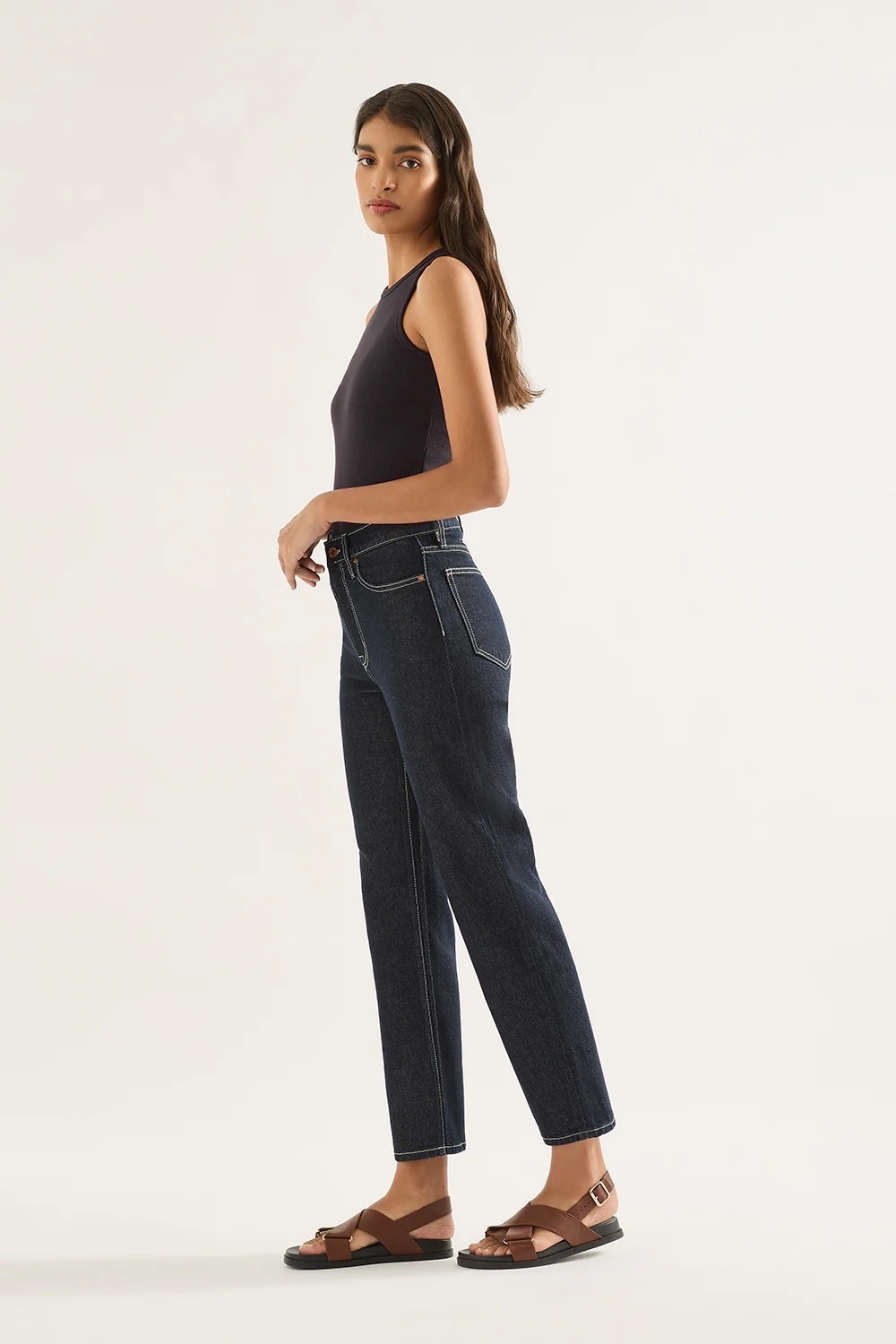 Zoe Crop Jeans in Rinse by Outland Denim
