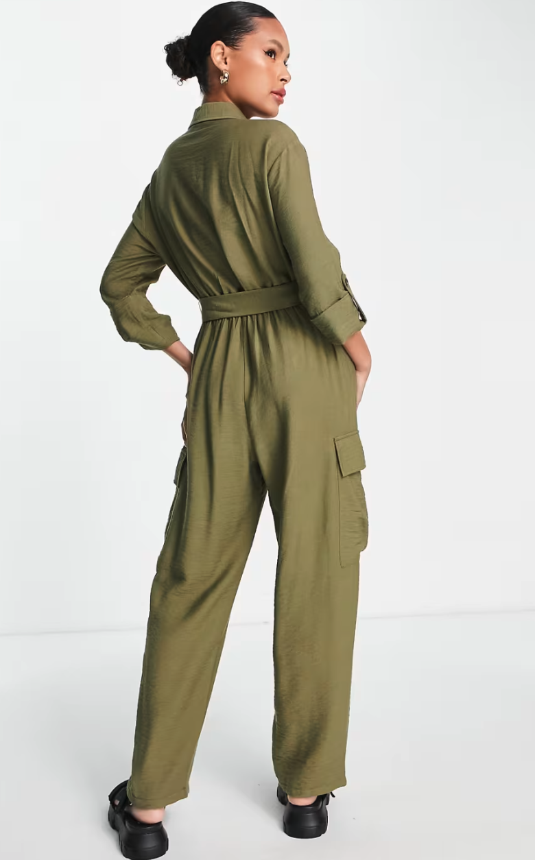 Utility Jumpsuit Khaki Green UK 10