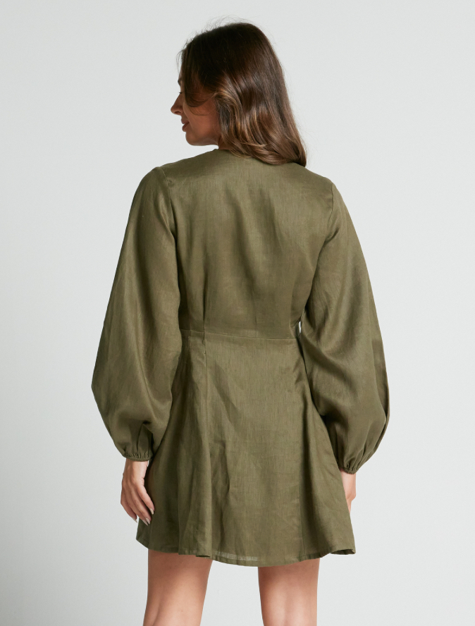 Ace Button-Up Linen Swing Dress