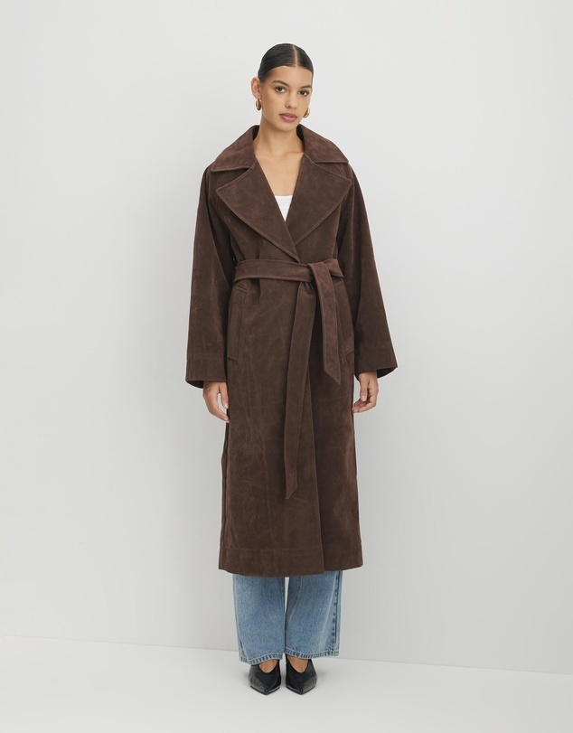 Suede Look Oversized Coat