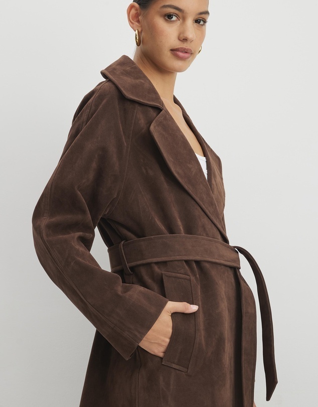 Suede Look Oversized Coat