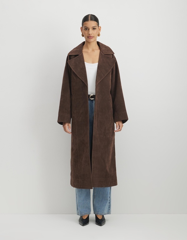 Suede Look Oversized Coat
