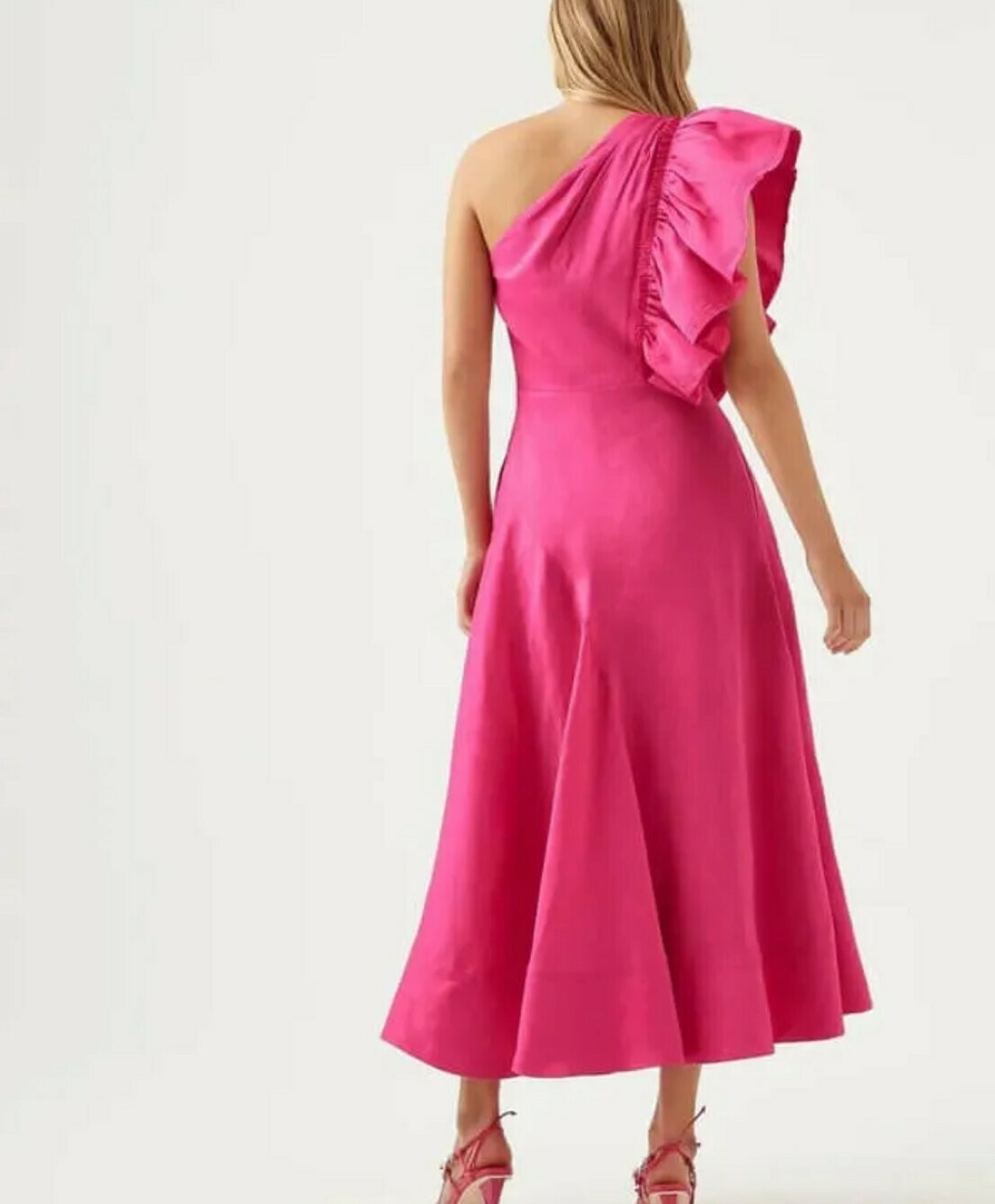 / Bonjour Aysmmetric Midi Dress / Fuchsia