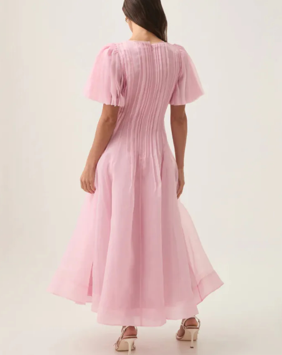 Nova Pleated Midi Dress - Chalk Pink