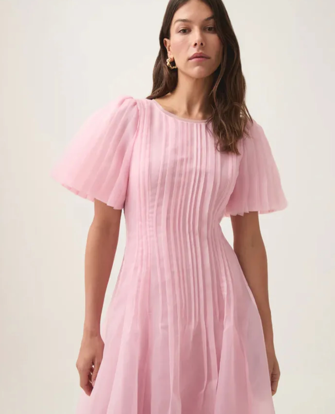 Nova Pleated Midi Dress - Chalk Pink
