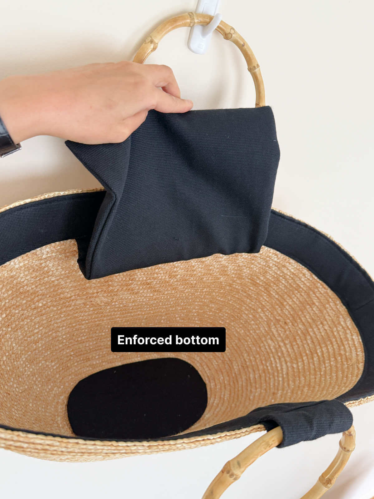 Raffia Large Tote Summer Bag with Bamboo Handles