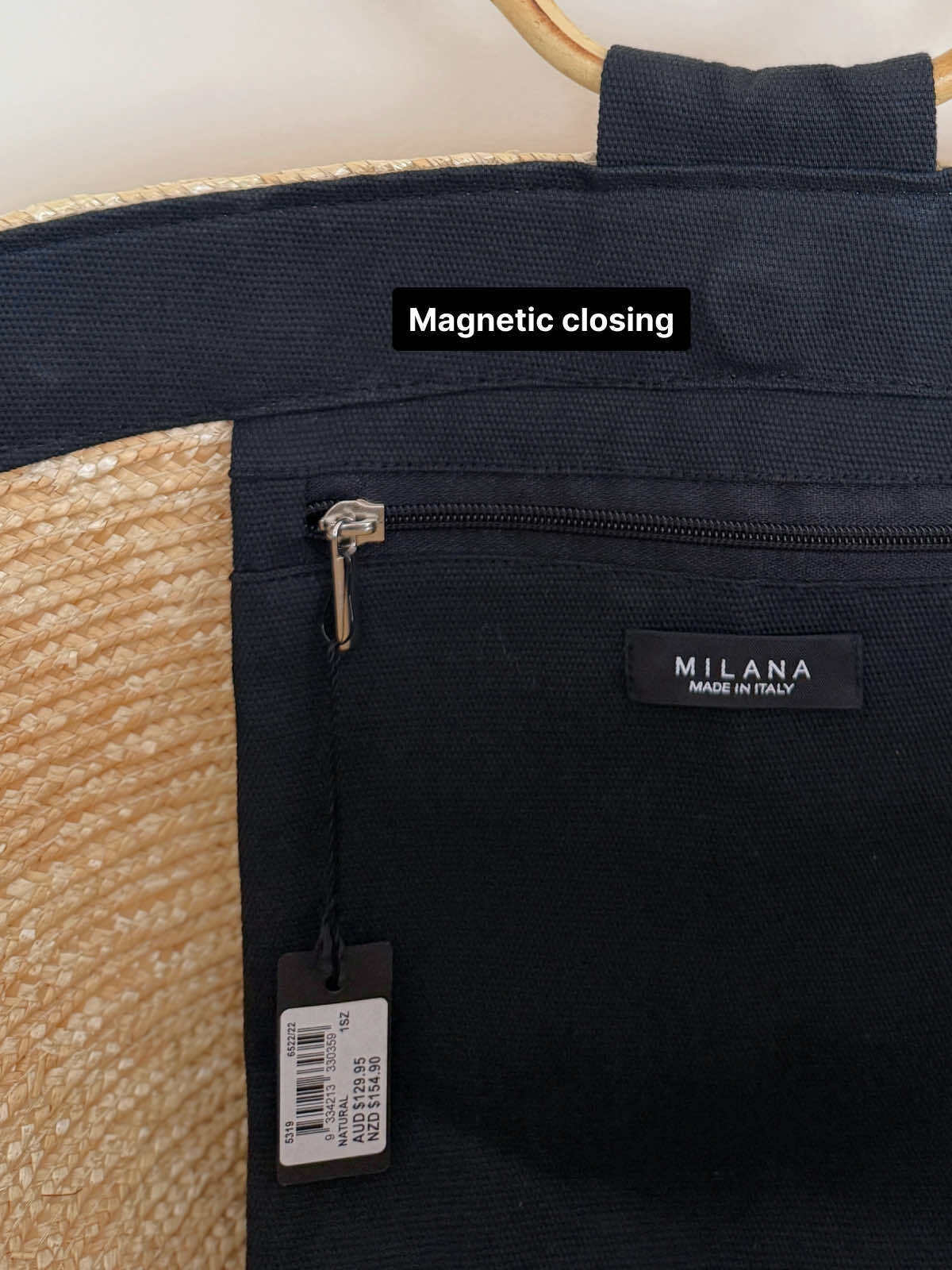 Raffia Large Tote Summer Bag with Bamboo Handles