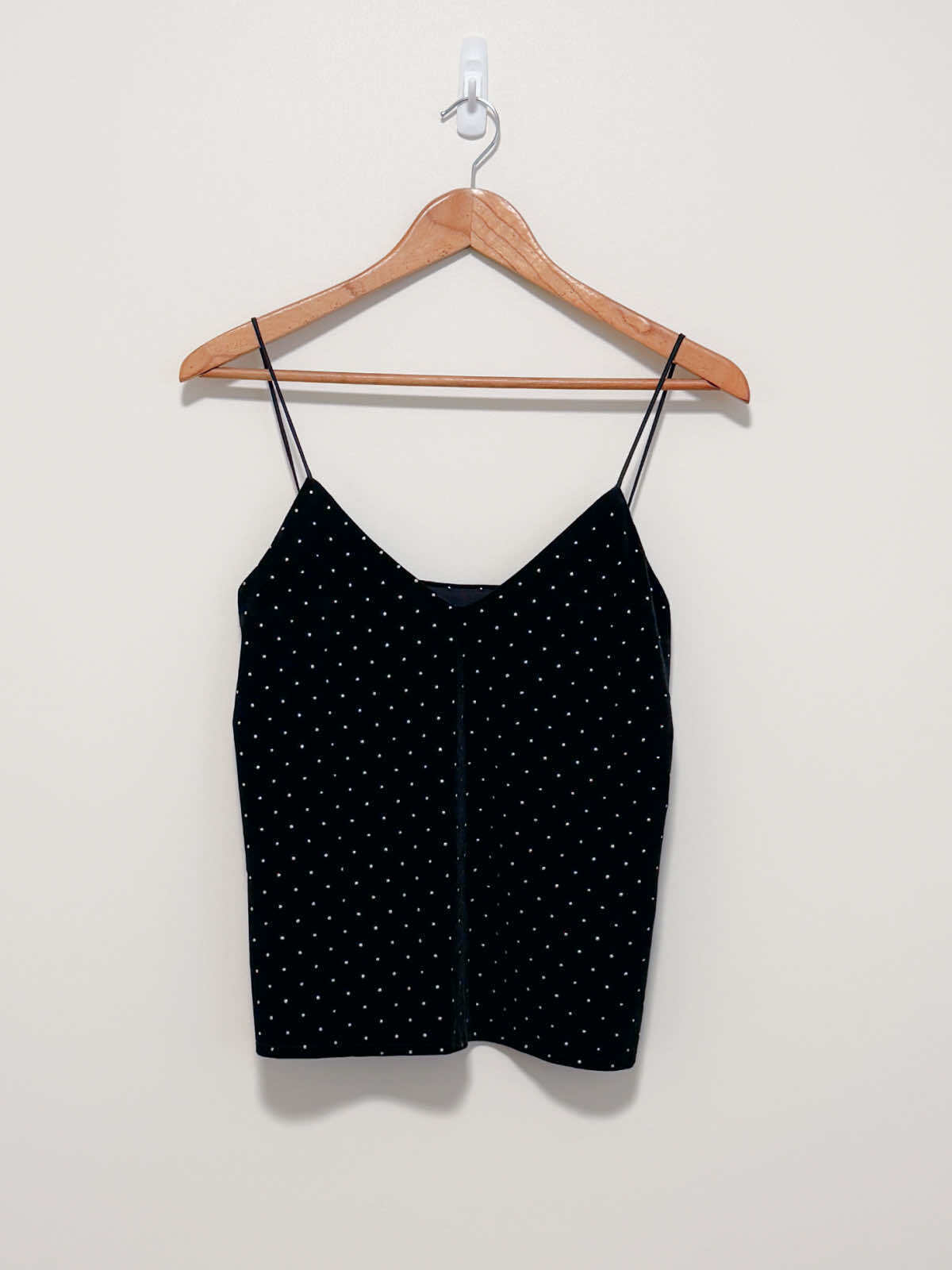 Velour Velvet Camisole Top with Silver Sequins