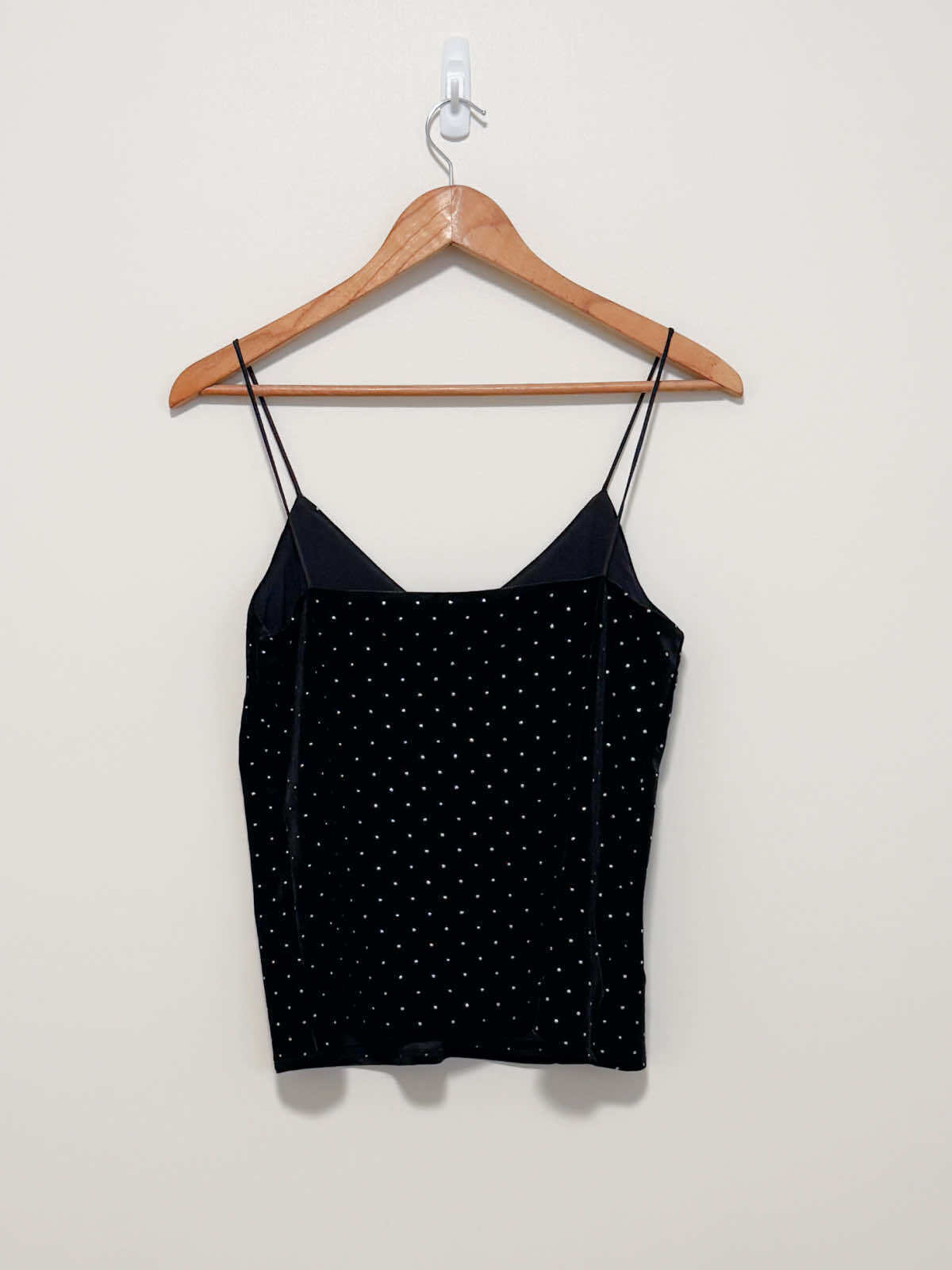 Velour Velvet Camisole Top with Silver Sequins