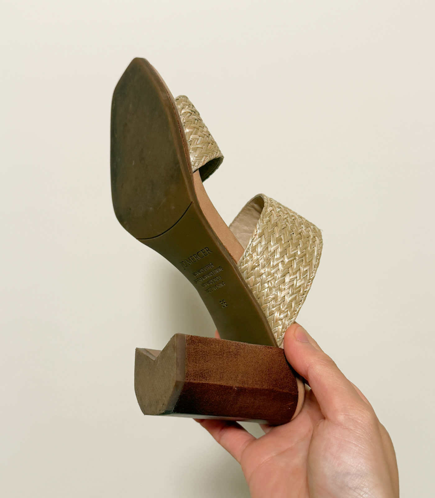 Surrey Raffia Strap Block Heel Sandals - EU36, 7.5cm, Beige.