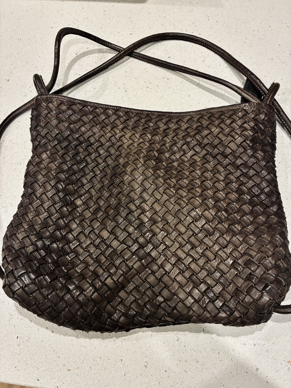 Bella woven bag in chocolate brown