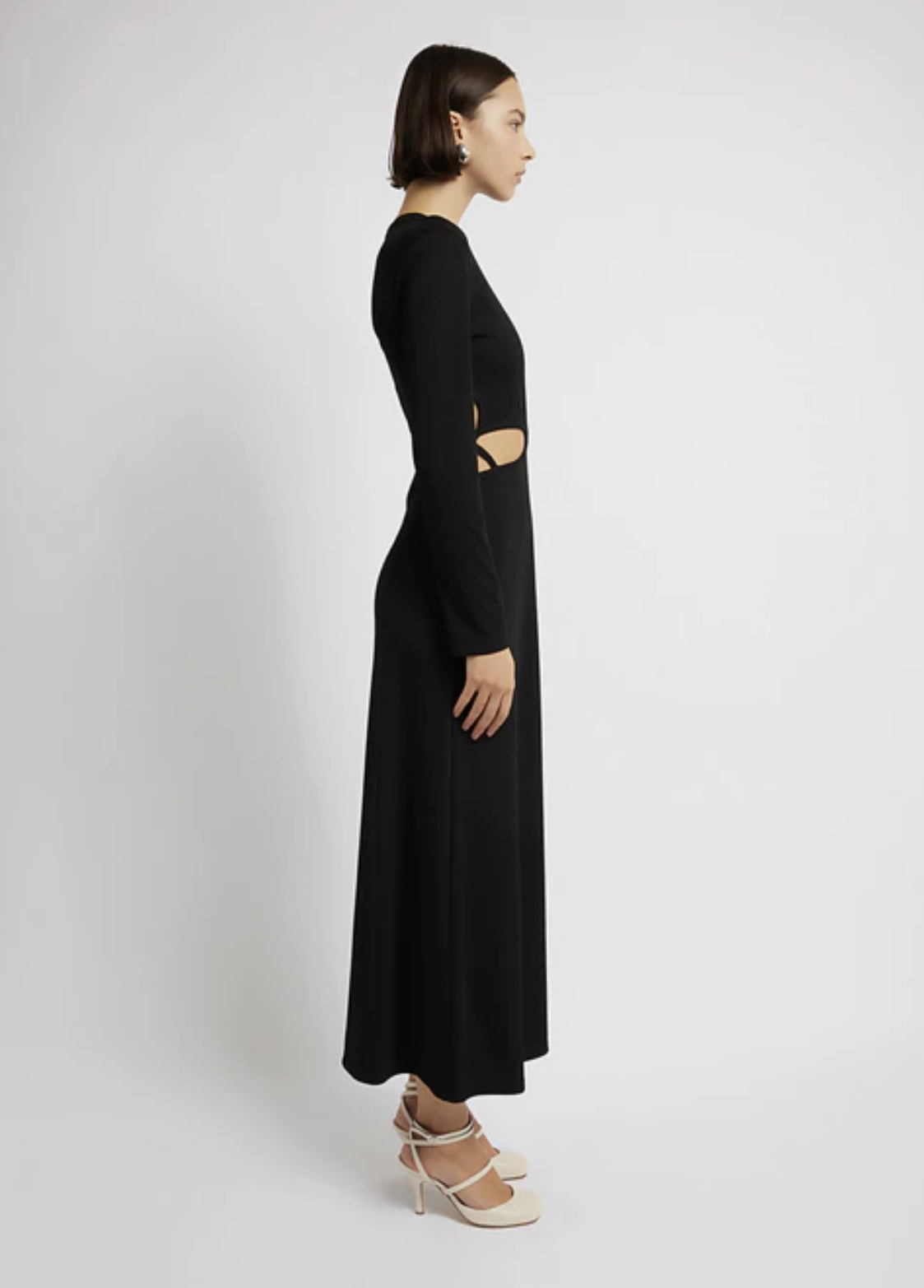  Looped Cutaway Long Sleeve Rib Dress Size 10