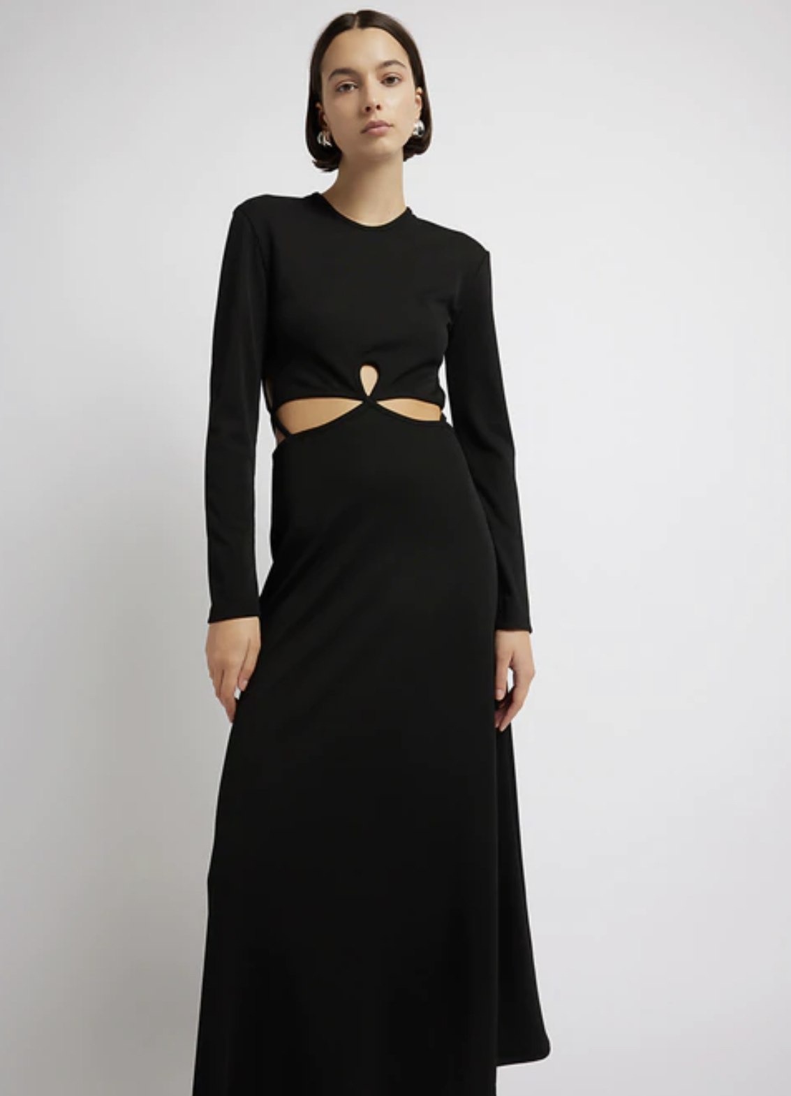  Looped Cutaway Long Sleeve Rib Dress Size 10