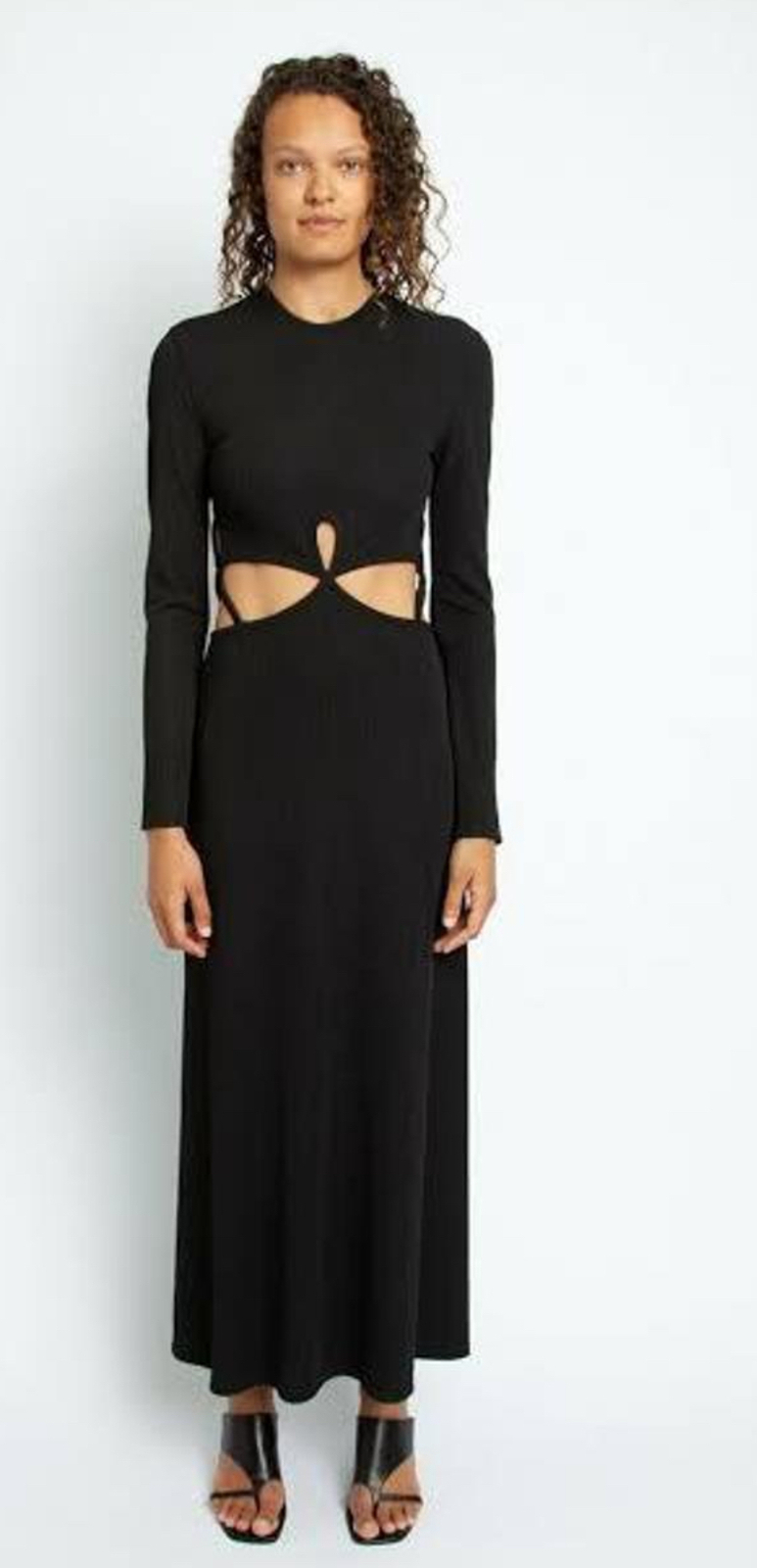  Looped Cutaway Long Sleeve Rib Dress Size 10