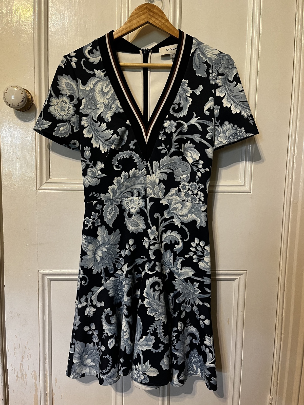  floral print V neck mini dress