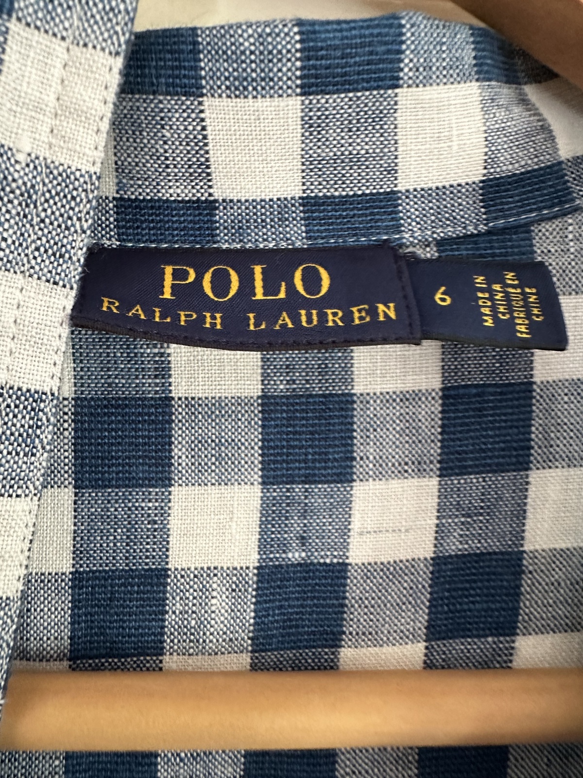 blue and white gingham dress size 10