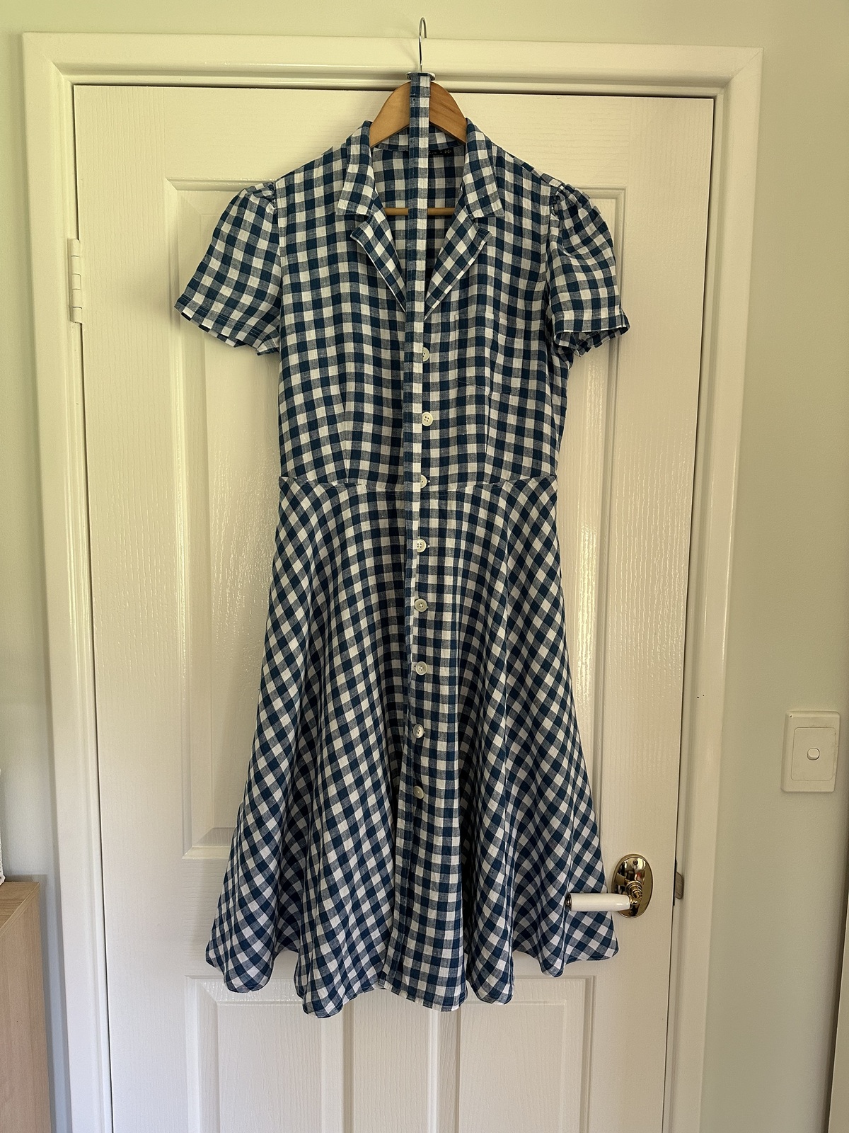 blue and white gingham dress size 10