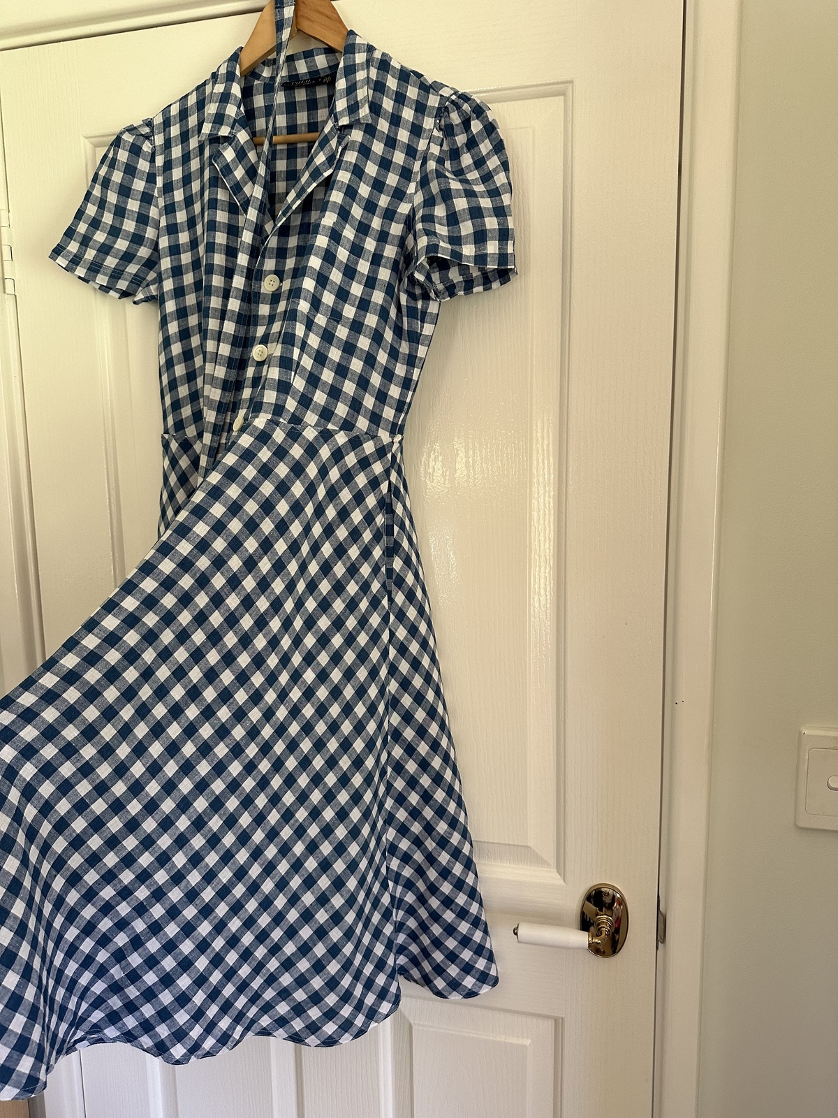 blue and white gingham dress size 10