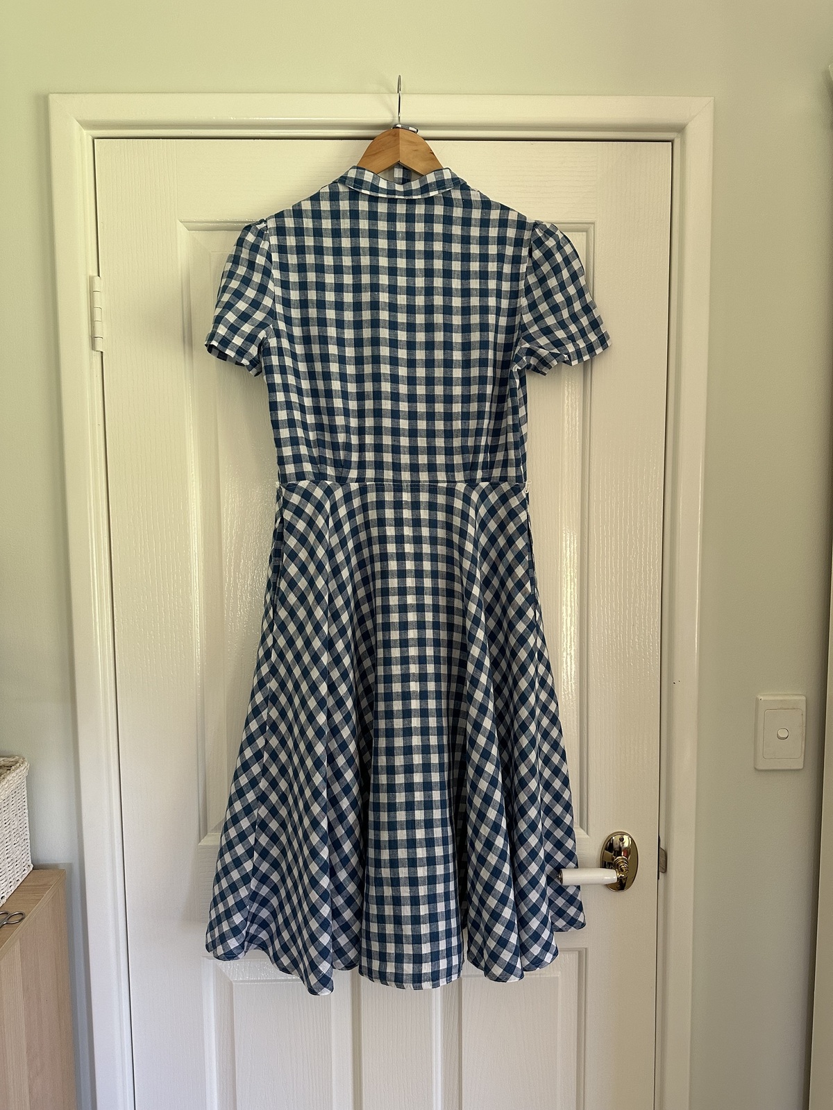 blue and white gingham dress size 10