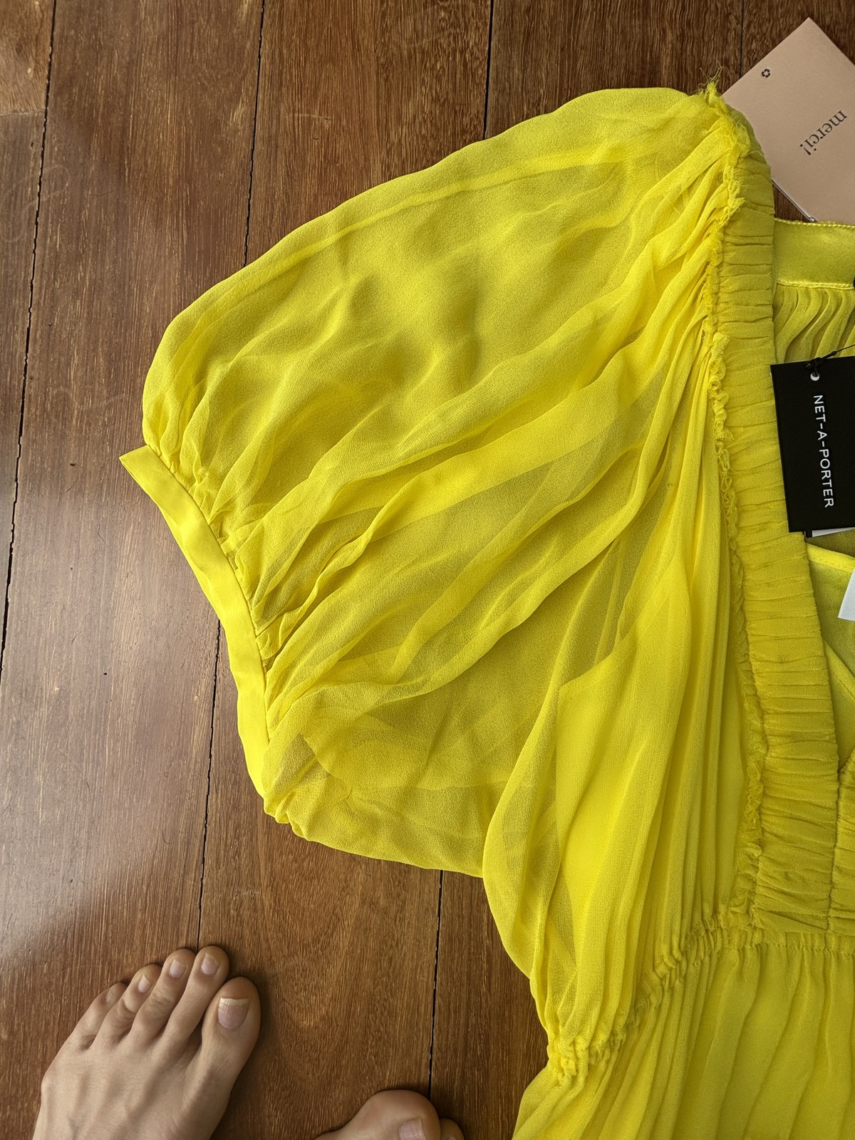  Yellow Constance Silk Chiffon Midi Dress - new with tags 