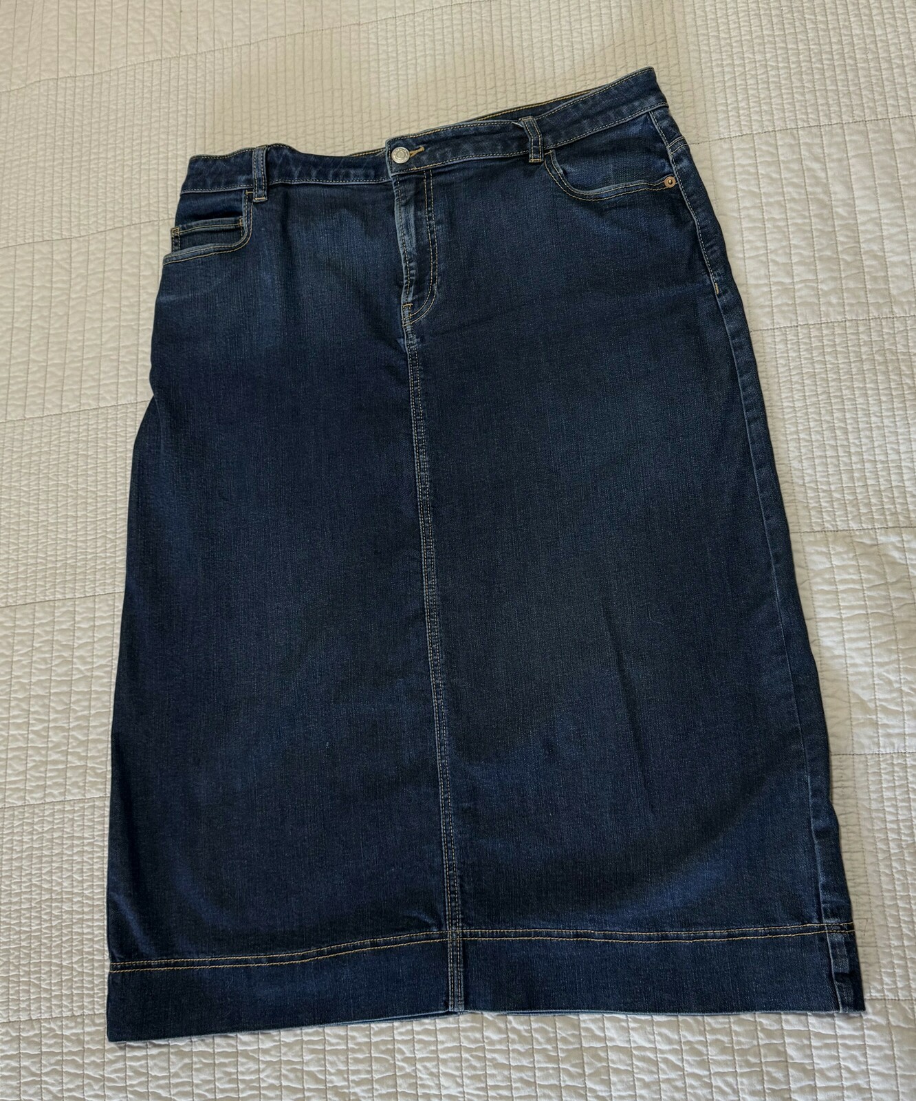 Denim Midi Skirt dark blue