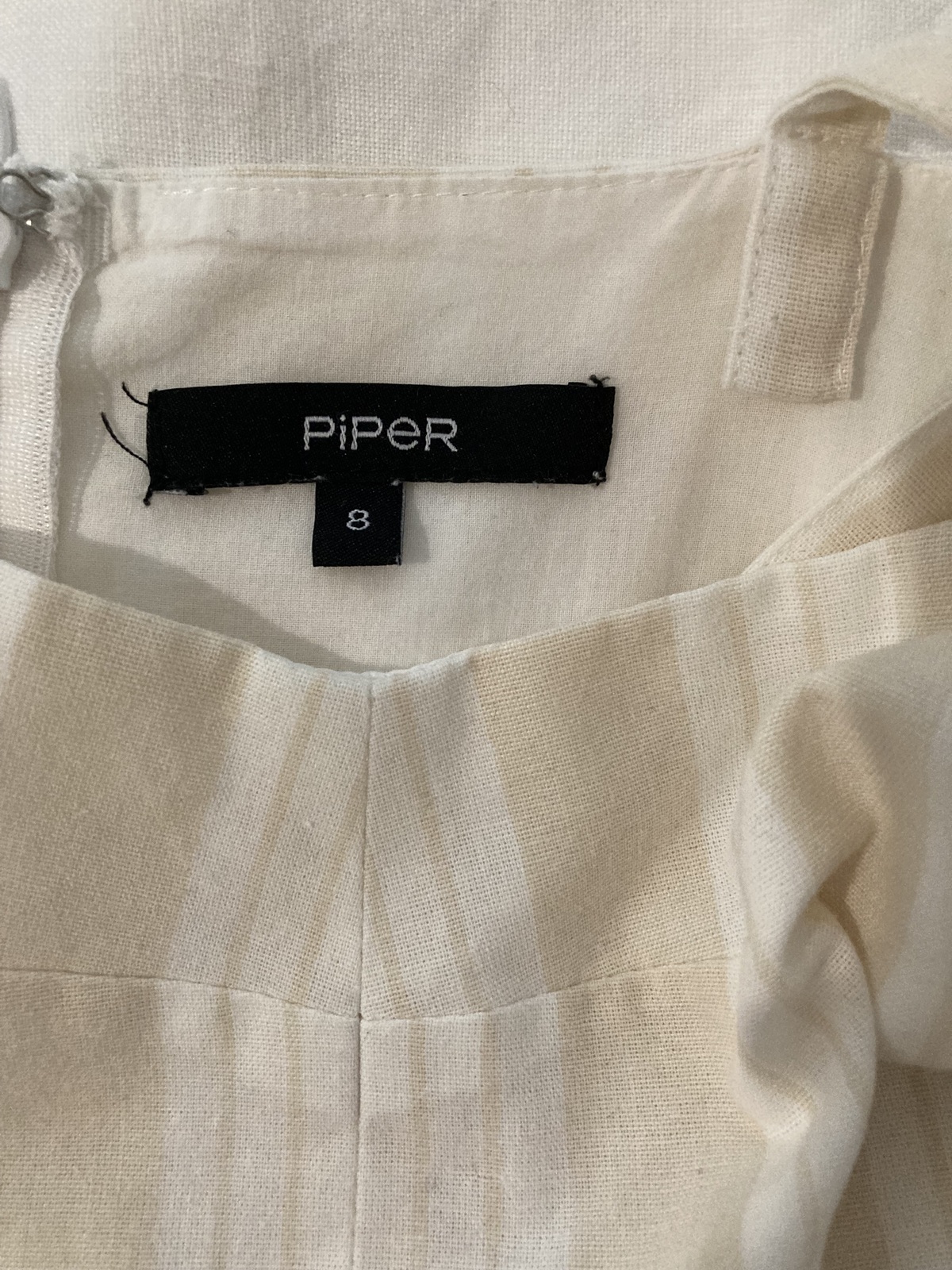 STRIPE JUMPSUIT WITH MOCK CORSET DETAIL, SIZE 8