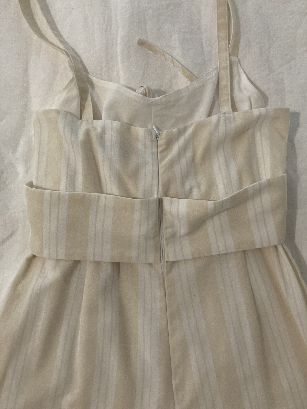 STRIPE JUMPSUIT WITH MOCK CORSET DETAIL, SIZE 8