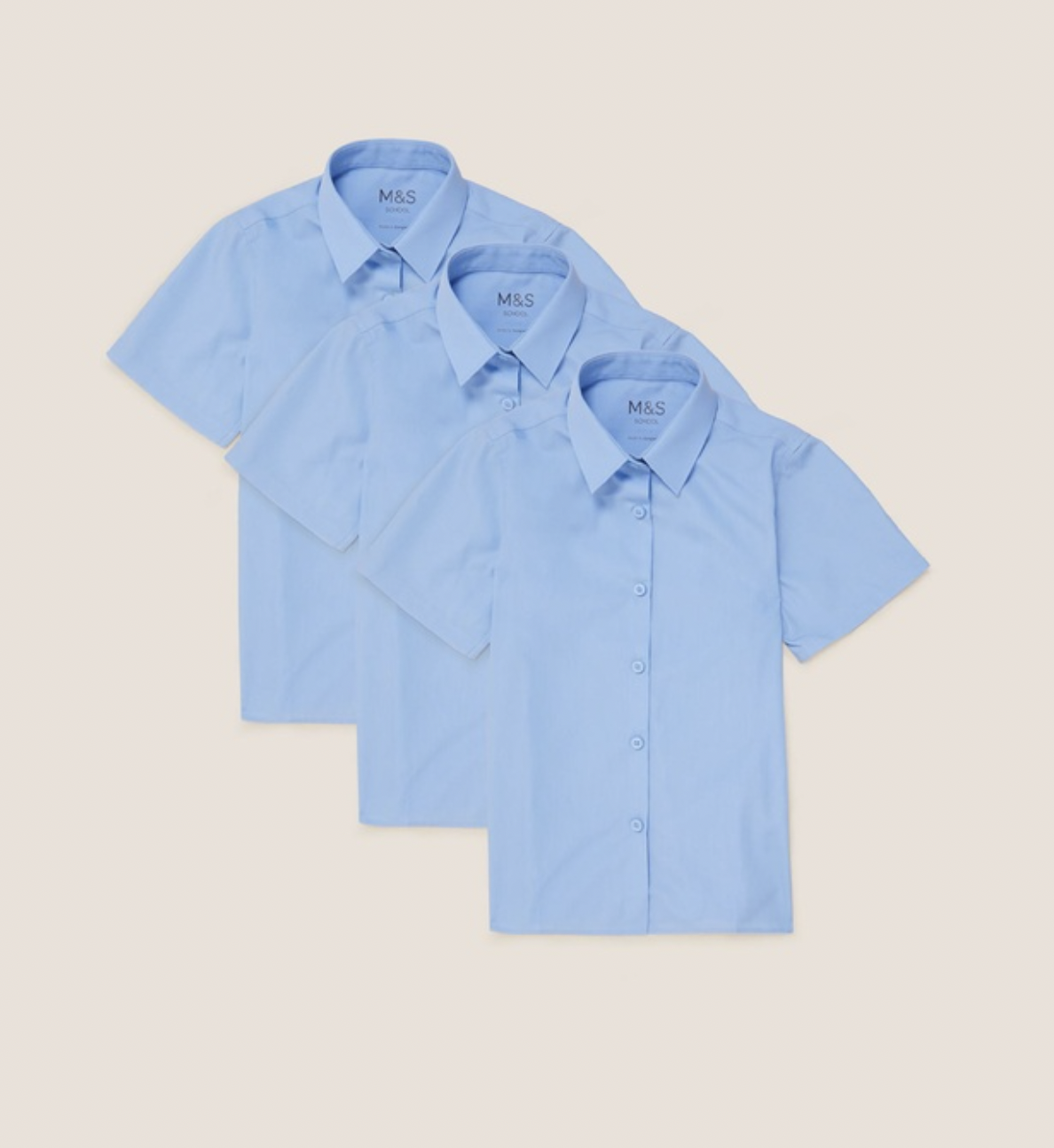 3-Pack Slim Short Sleeve Schoolwear Blouse - Kids-Teens