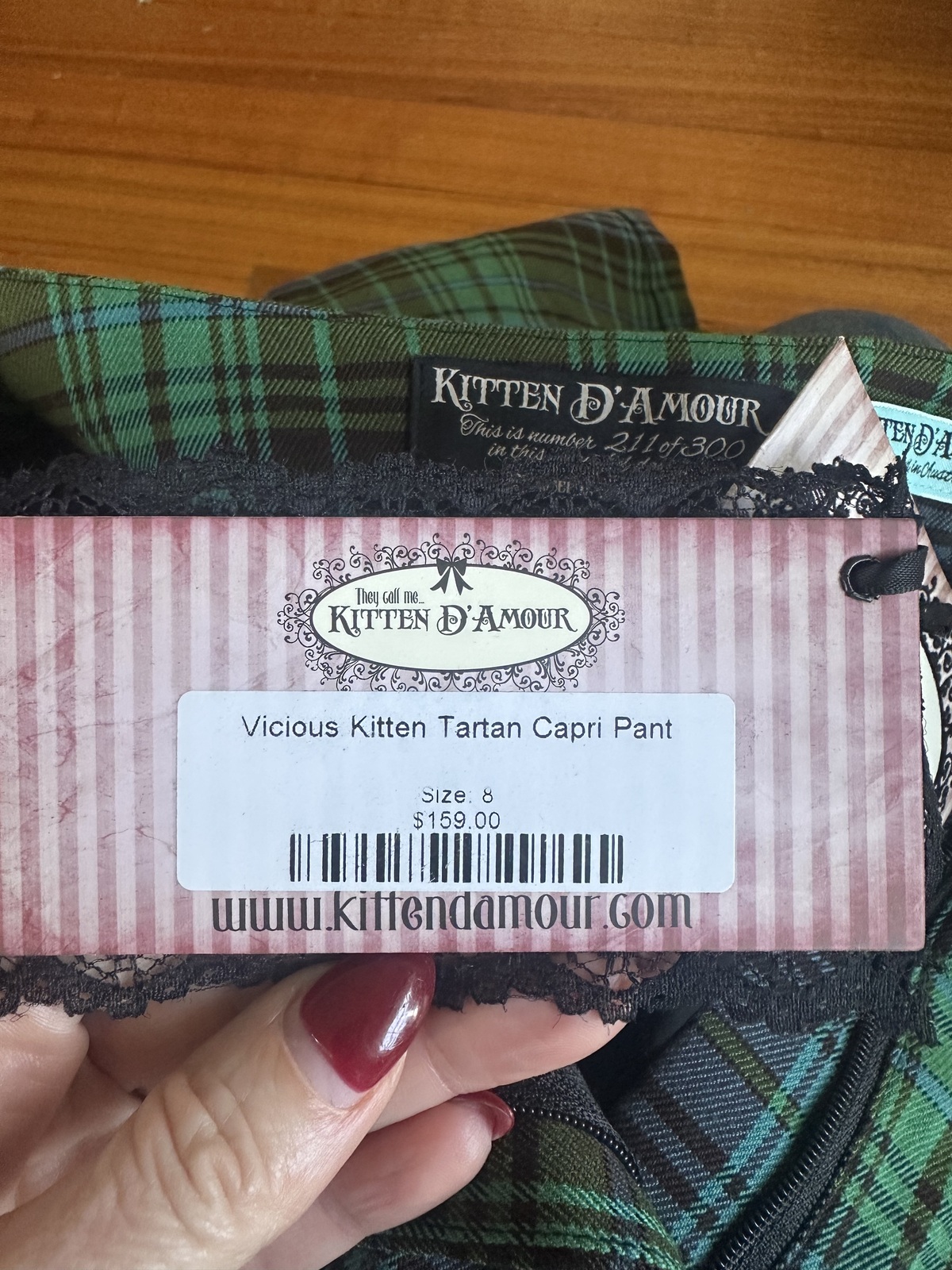  Limited Vicious black teal green tartan plaid skinny pants sz 8
