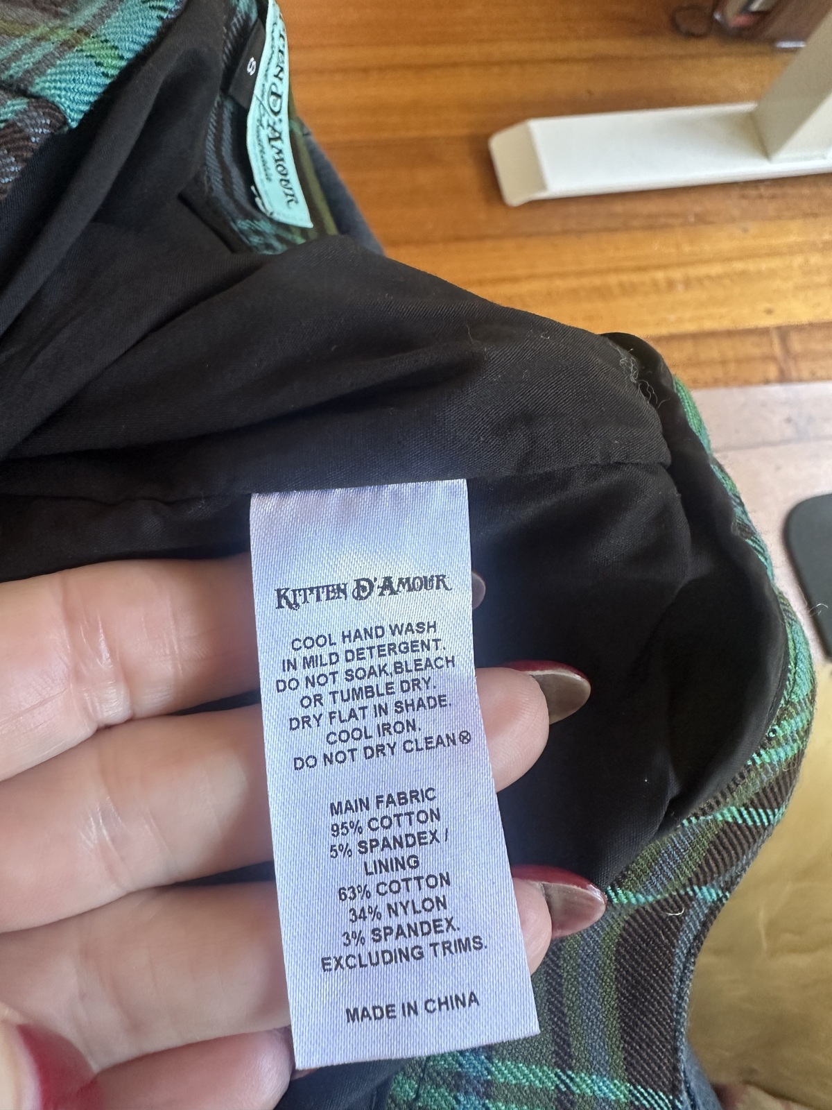  Limited Vicious black teal green tartan plaid skinny pants sz 8