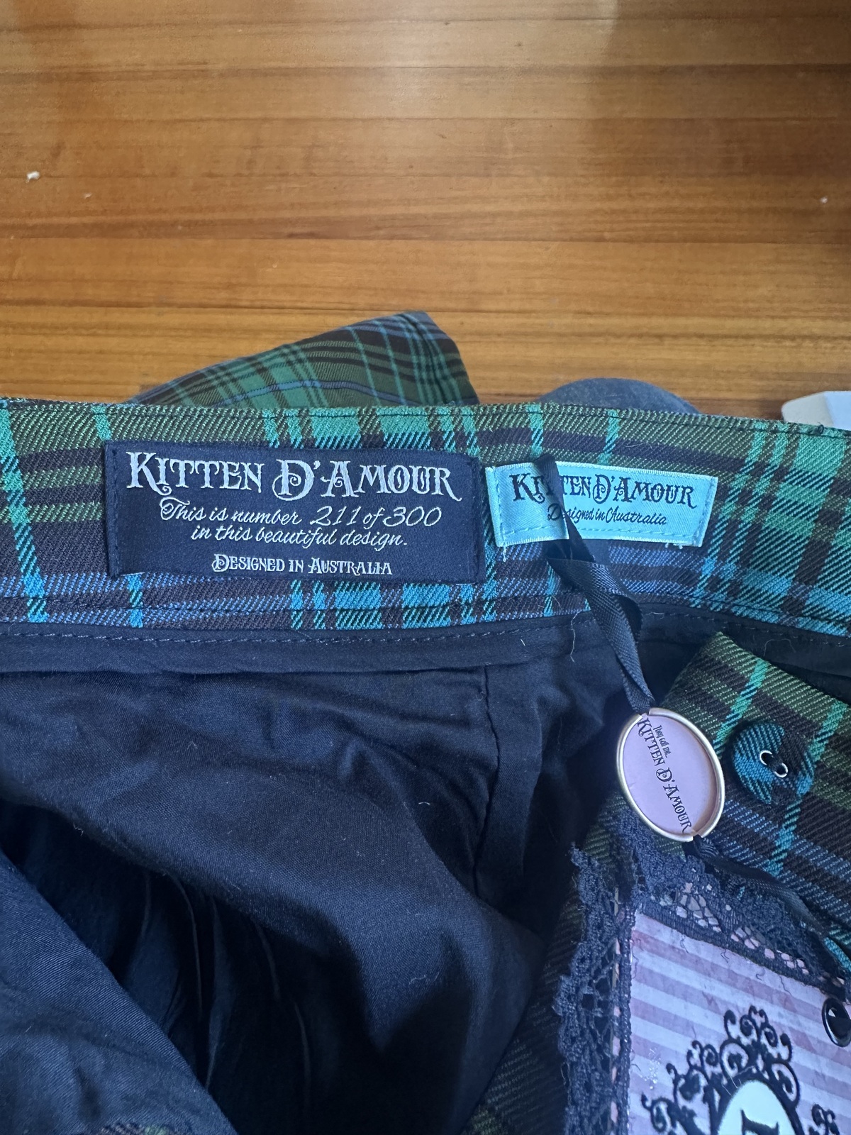  Limited Vicious black teal green tartan plaid skinny pants sz 8