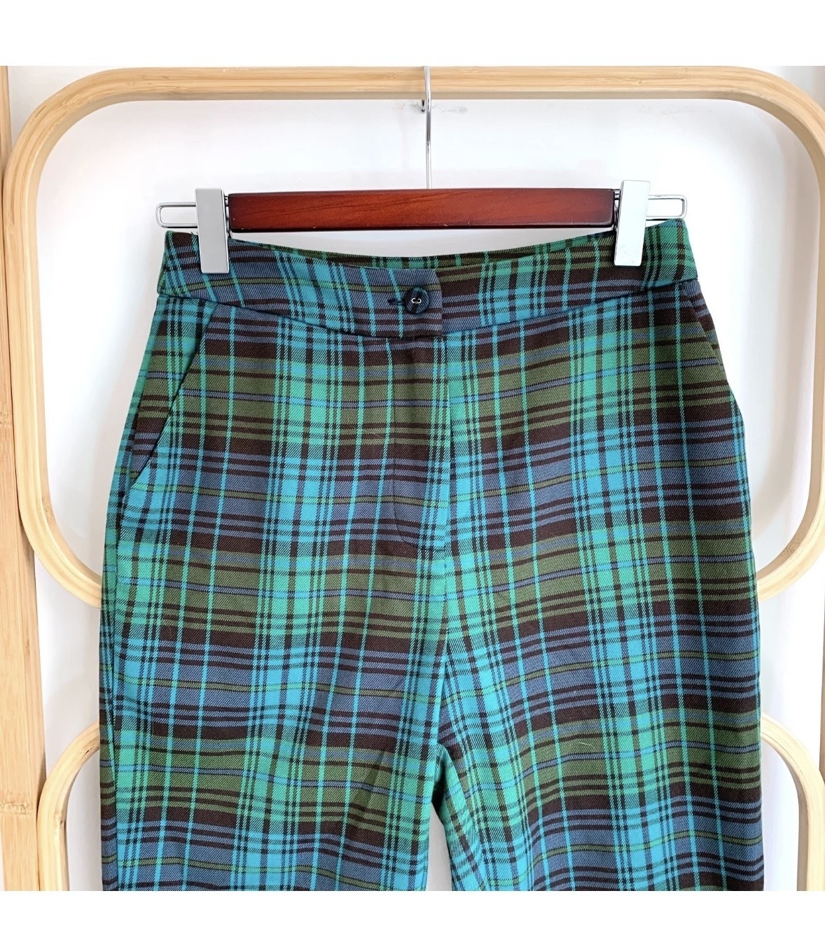  Limited Vicious black teal green tartan plaid skinny pants sz 8