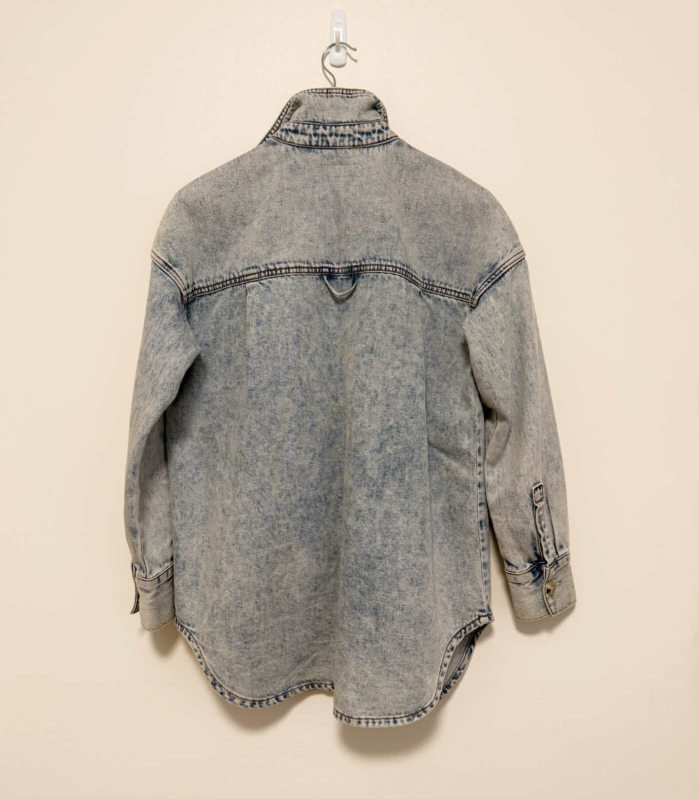 washed denim oversized shirt - XXS,