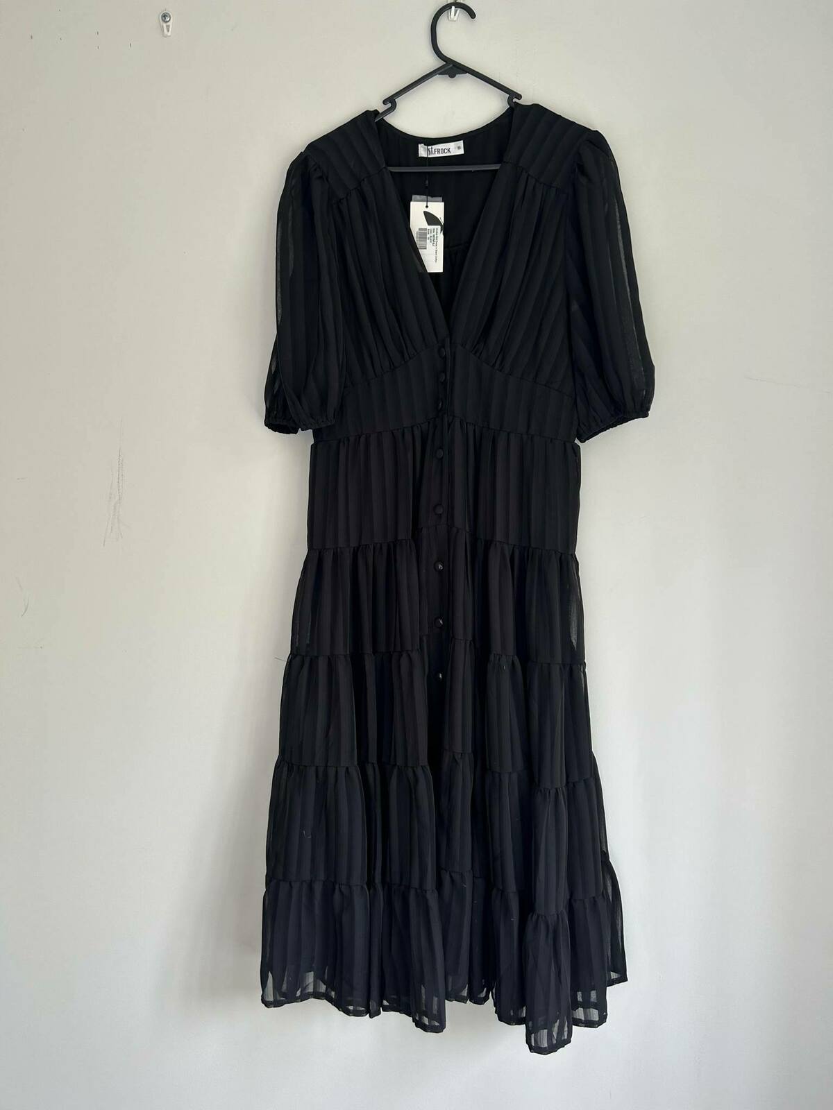  Modica Midi Dress In Black Chiffon