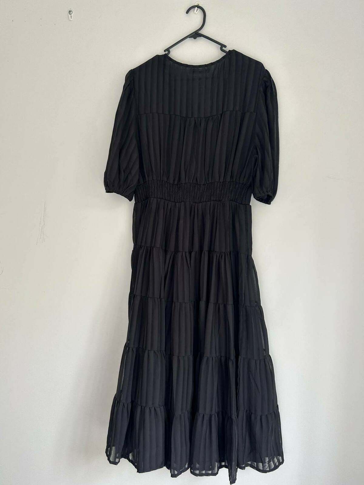  Modica Midi Dress In Black Chiffon