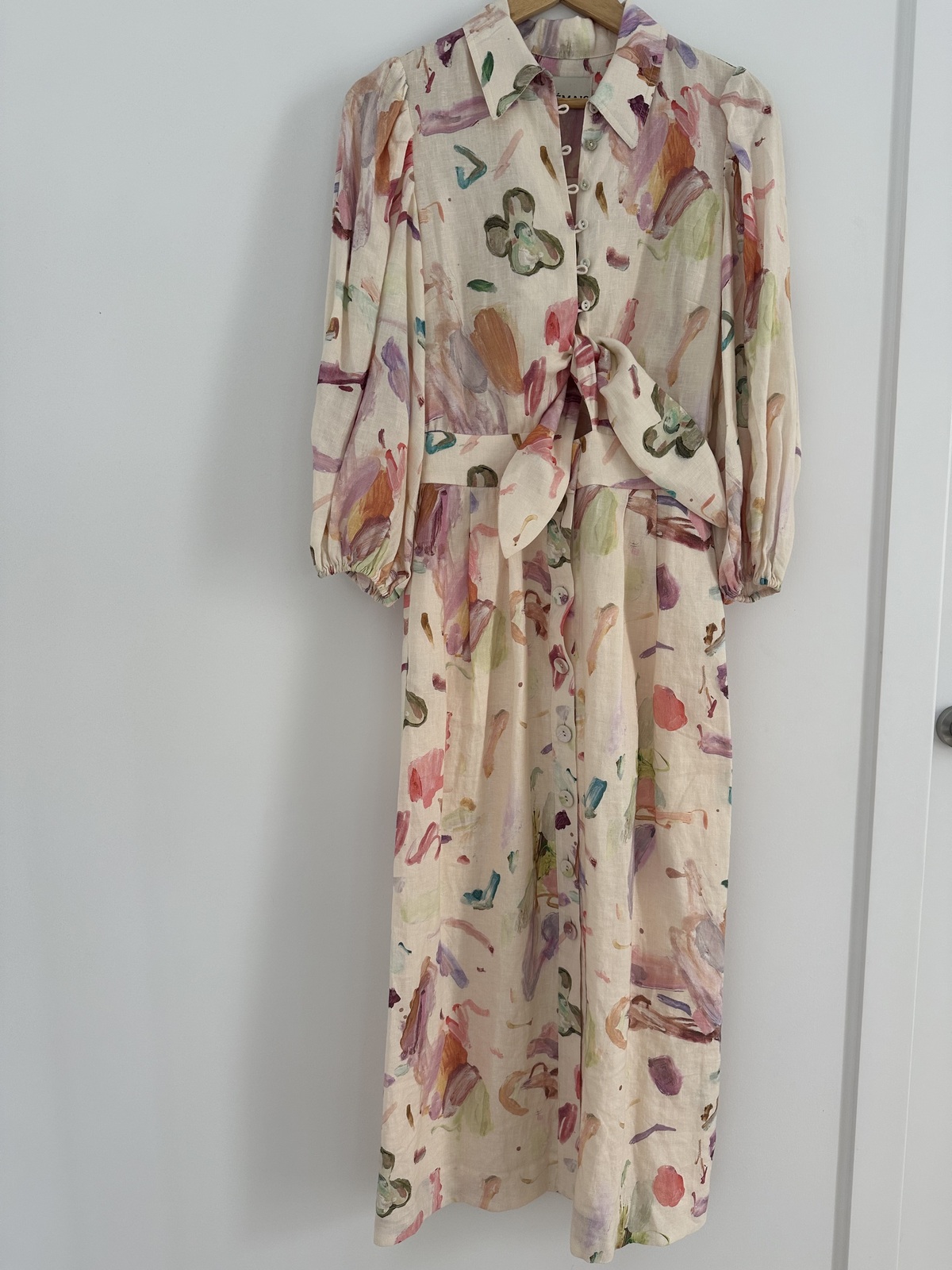 linen shirt dress with tie detail