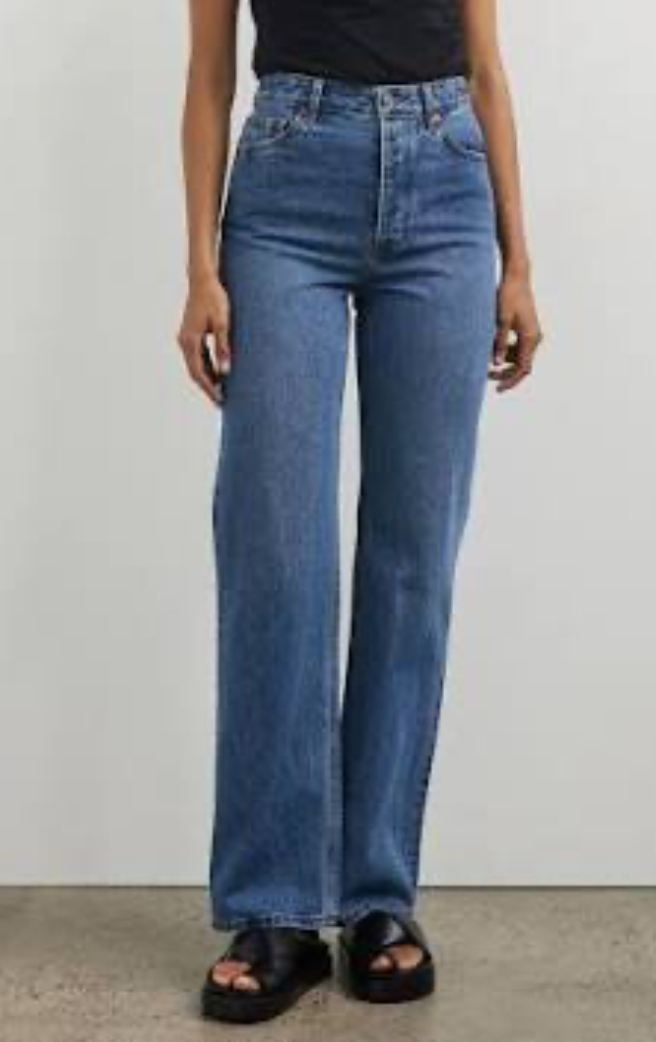 Manuela High Waisted Straight Denim Jean Classic Blue