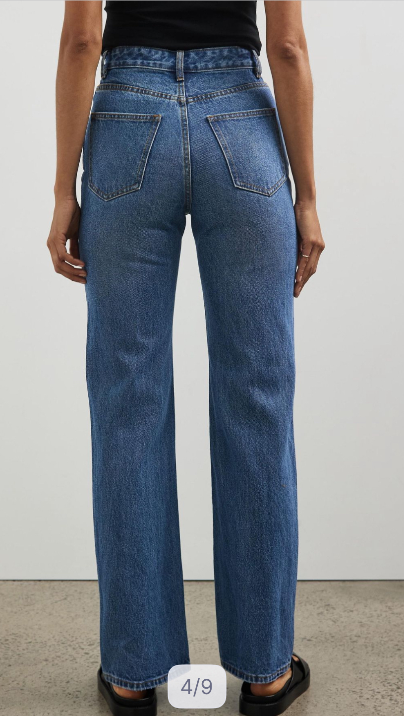 Manuela High Waisted Straight Denim Jean Classic Blue