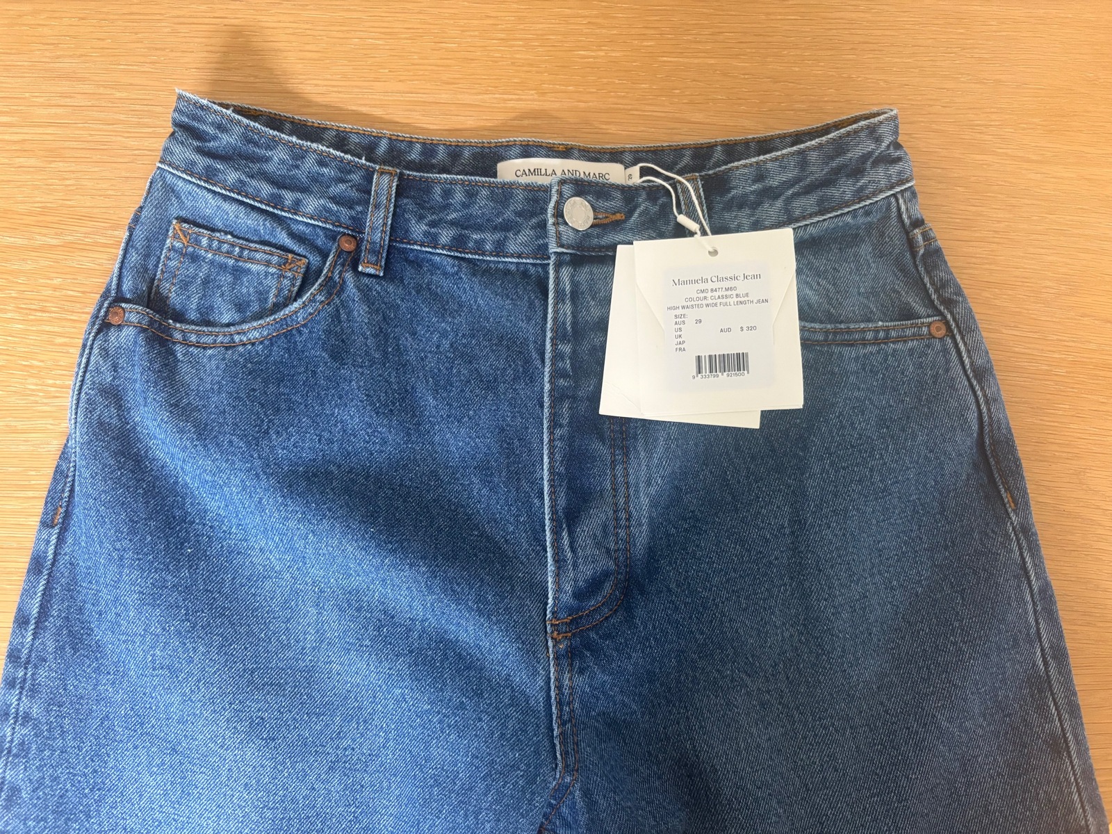 Manuela High Waisted Straight Denim Jean Classic Blue