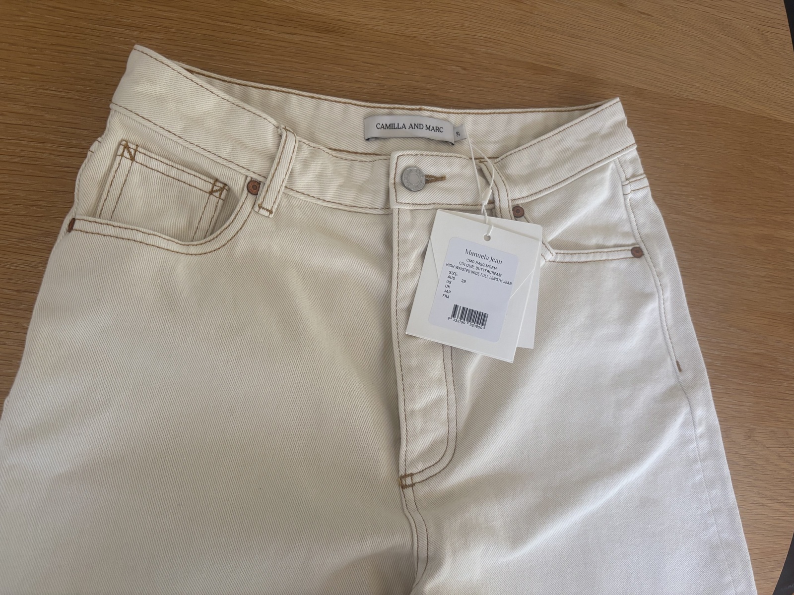 Manuela High Waisted Straight Denim Jean Buttercream