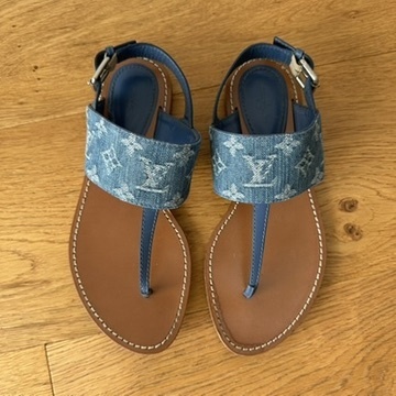 Starboard Flat Thong Sandals in blue Denim Monogram LV